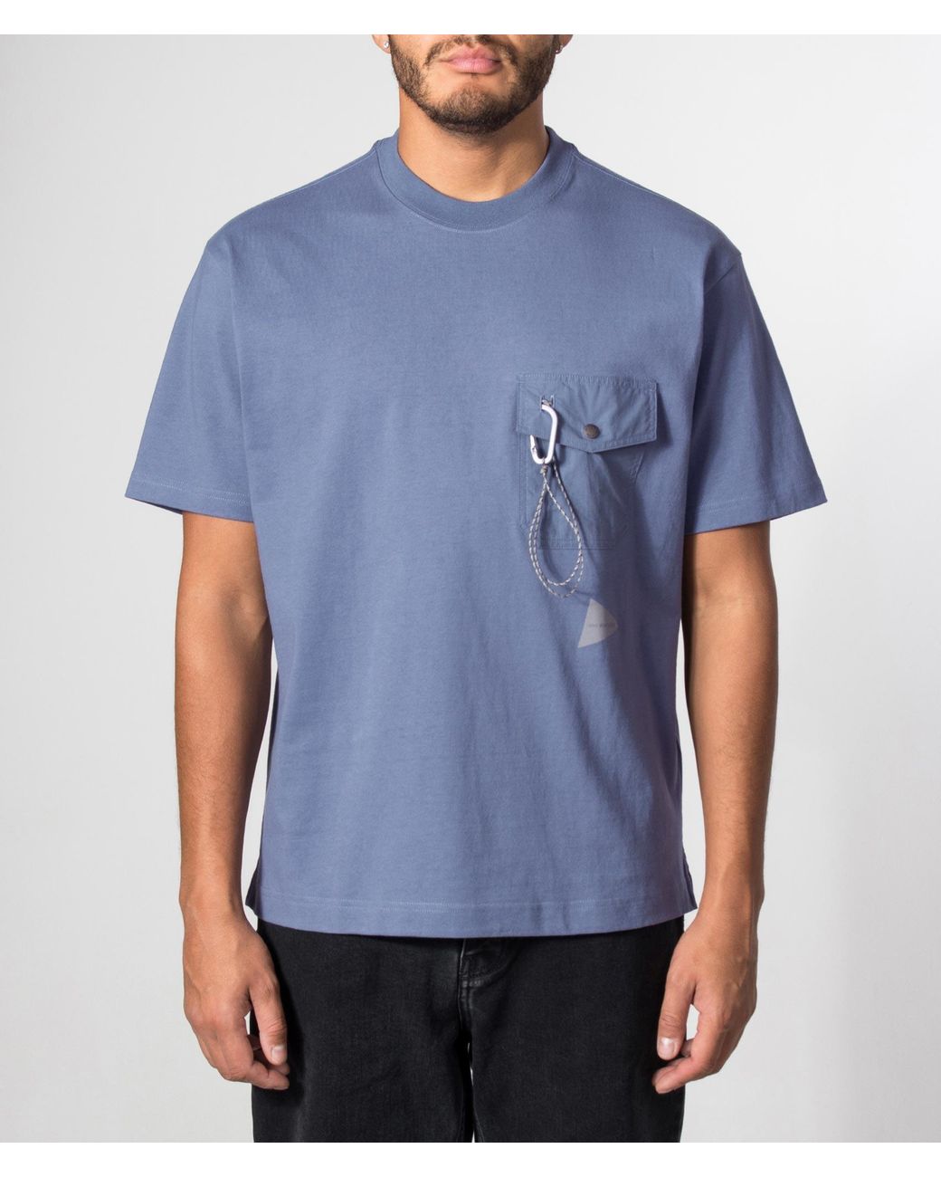 And Wander Blue Relaxed Fit Heavy Cotton Pocket T-Shirt for men