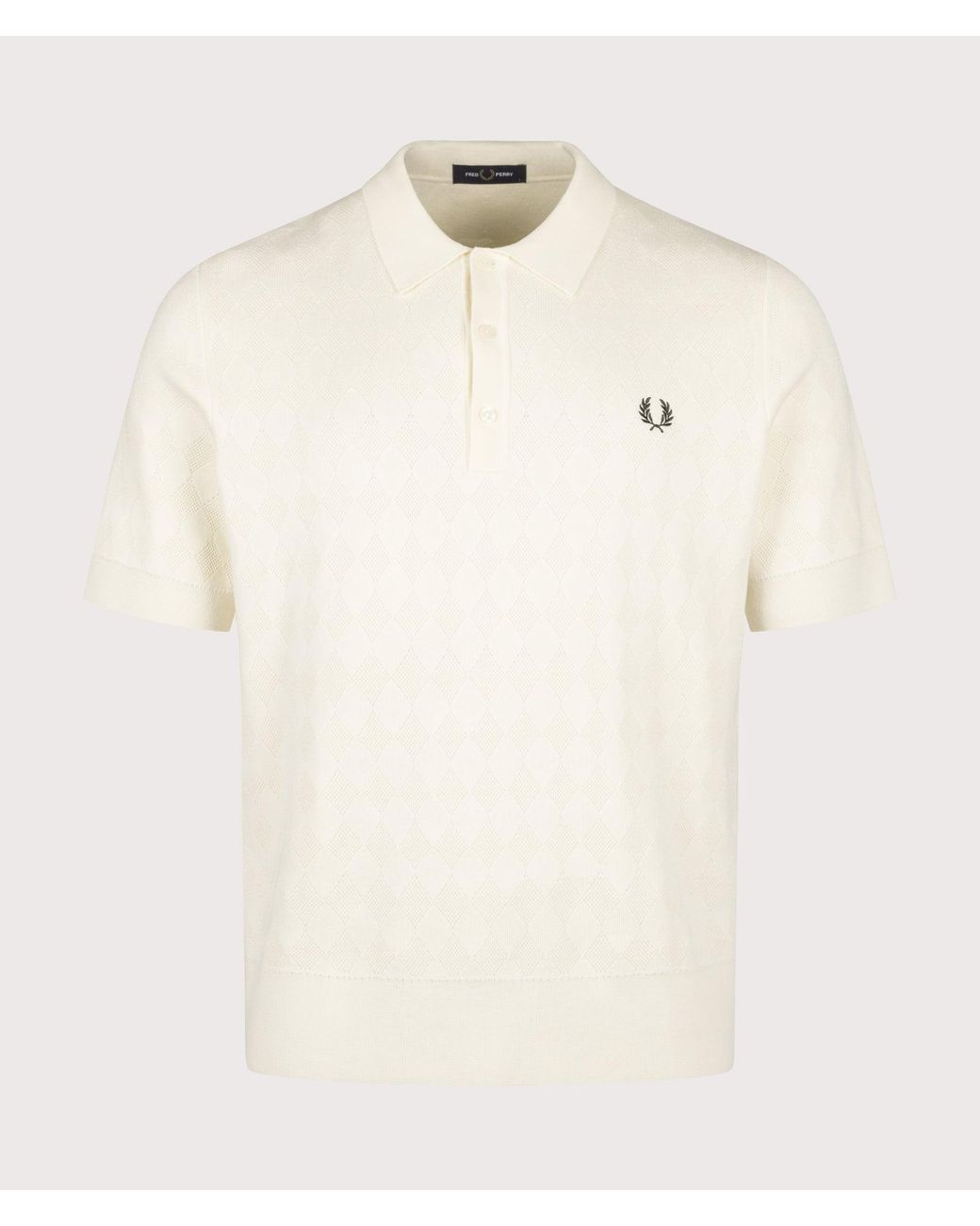 Fred Perry Natural Regular Fit Pointelle Knitted Polo Shirt for men