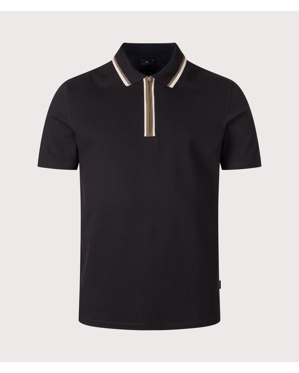 Paul Smith Black Regular Fit Quarter Zip Polo Shirt for men