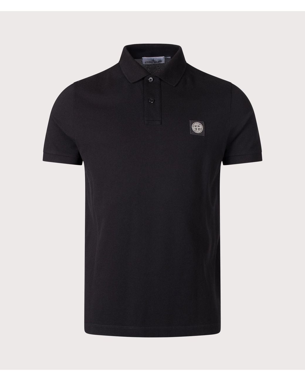 Stone Island Black Slim Fit Organic Cotton Piqué Polo Shirt for men