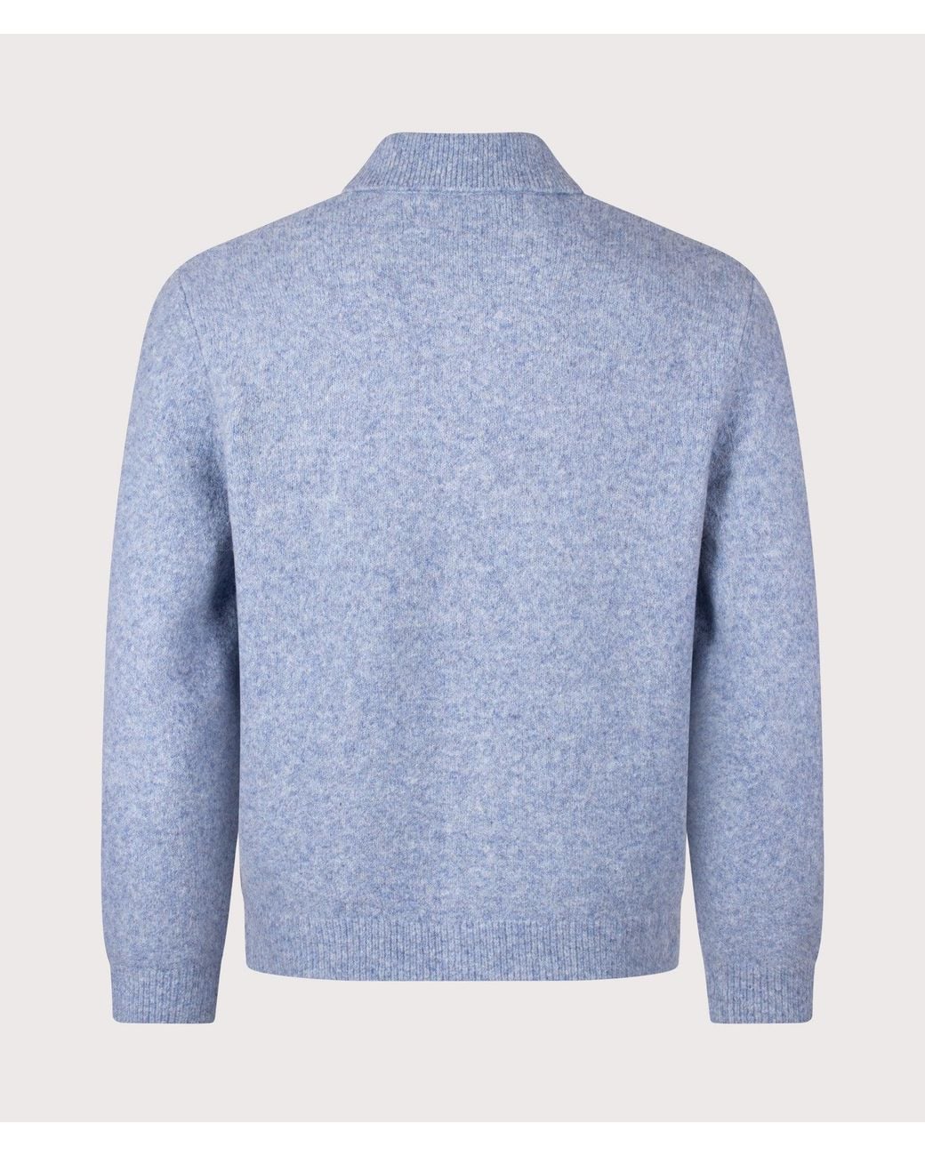 Wax London Blue Tristan Button Down Knitted Polo for men