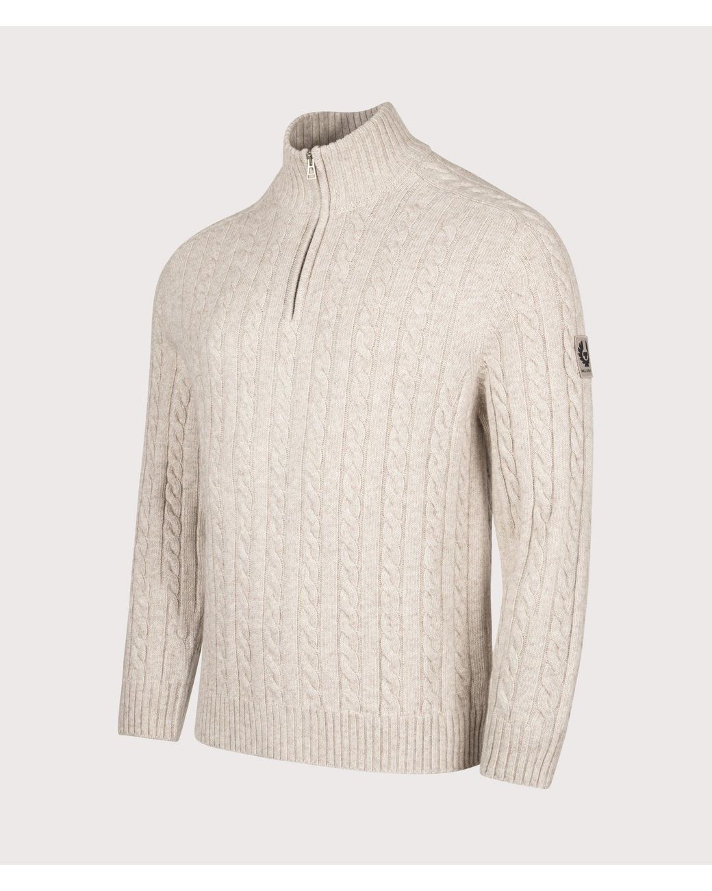 Belstaff Natural Regular Fit Westport Quarter Zip Jumper for men