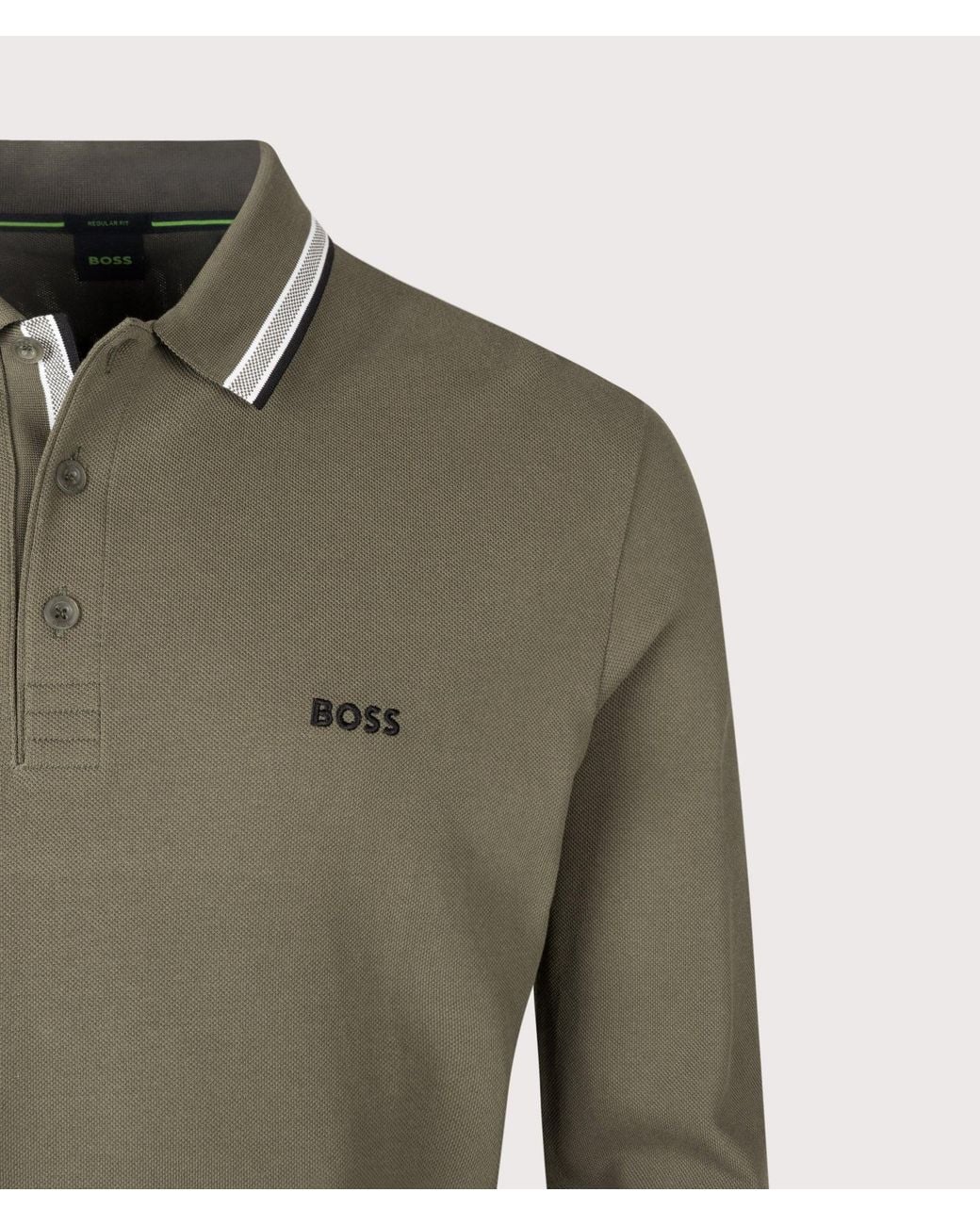 Boss Green Regular Fit Plisy Long Sleeve Polo Shirt for men