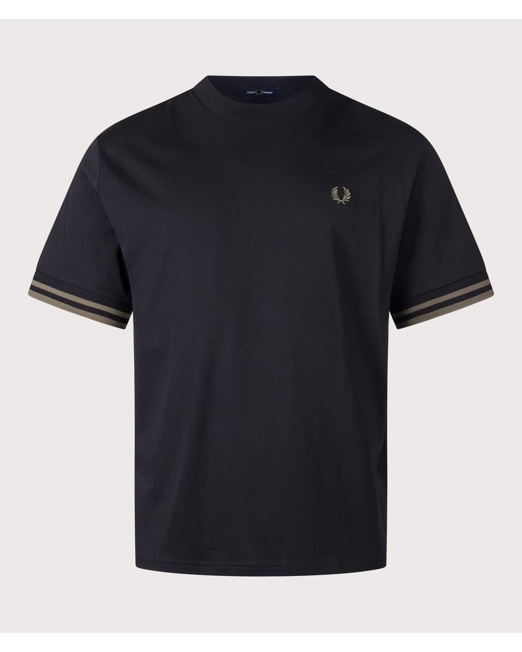 Fred Perry Black Relaxed Fit Bold Tipped T-Shirt for men