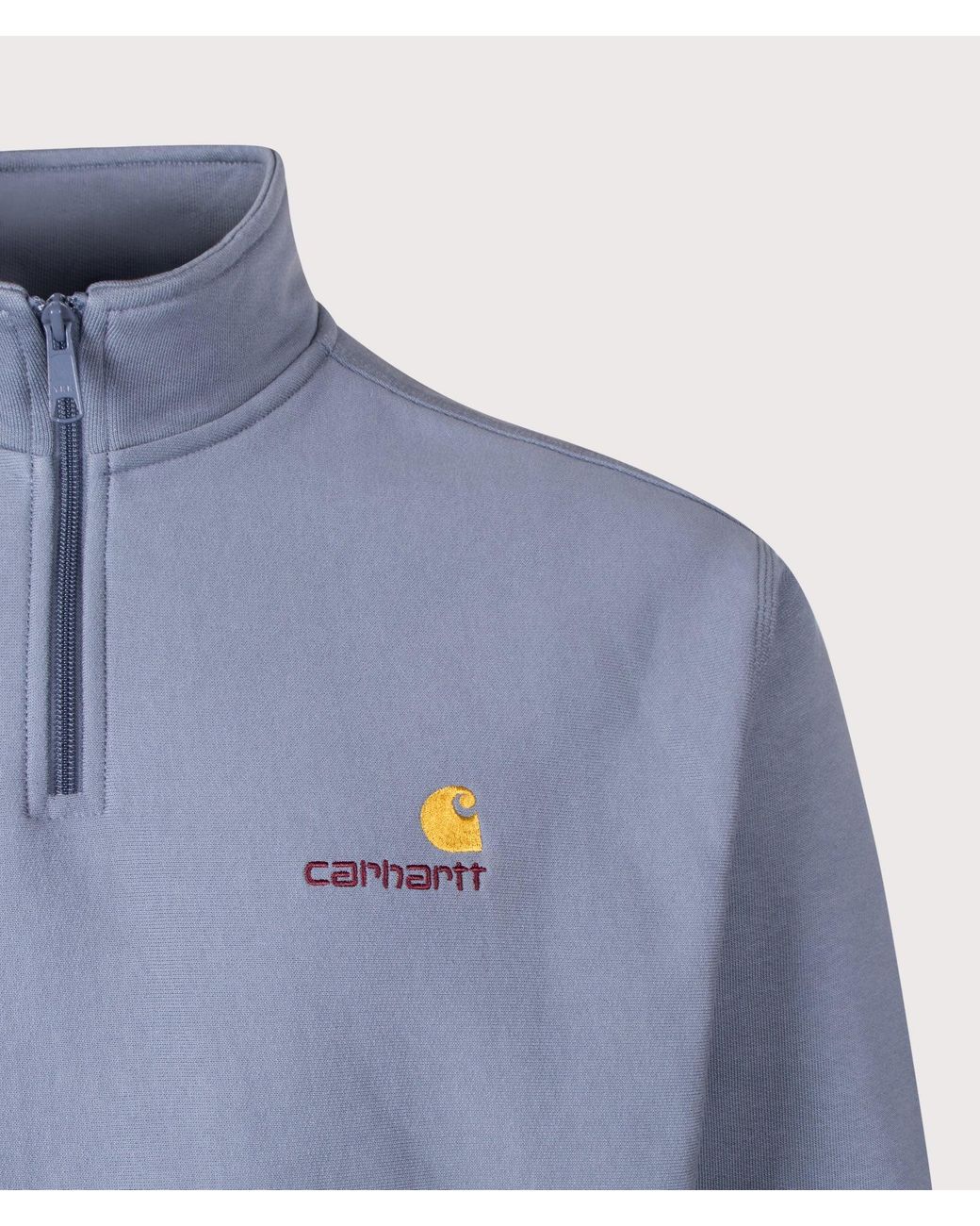 Carhartt Blue Loose Fit Quarter Zip American Script Sweatshirt for men