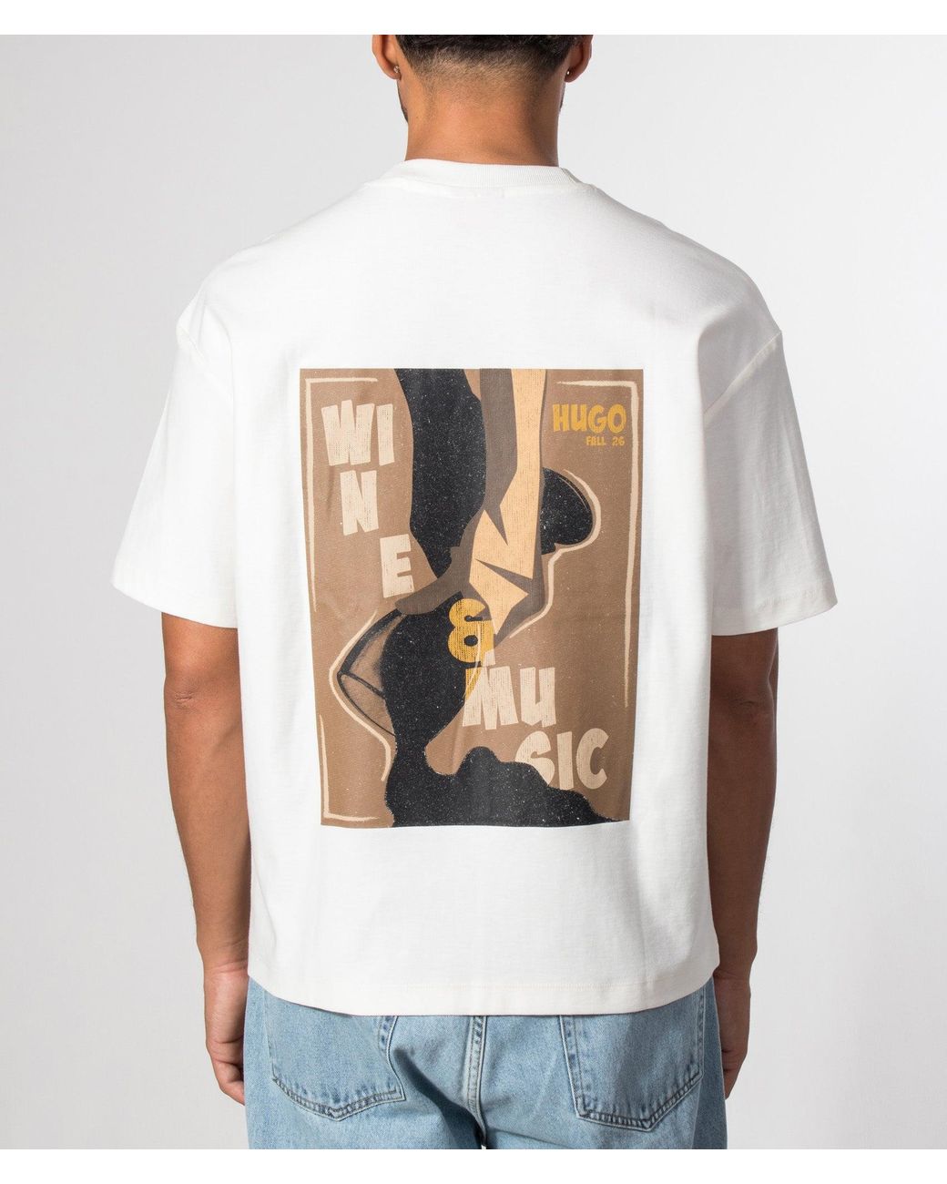 HUGO White Relaxed Fit Detzi T-Shirt for men