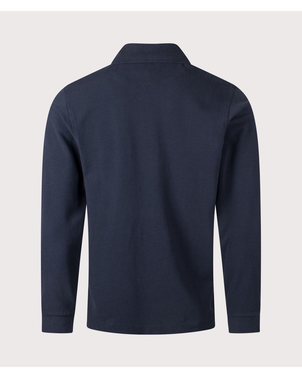 Rockport Blue Relaxed Fit Hill Long Sleeve Panel Polo Shirt for men