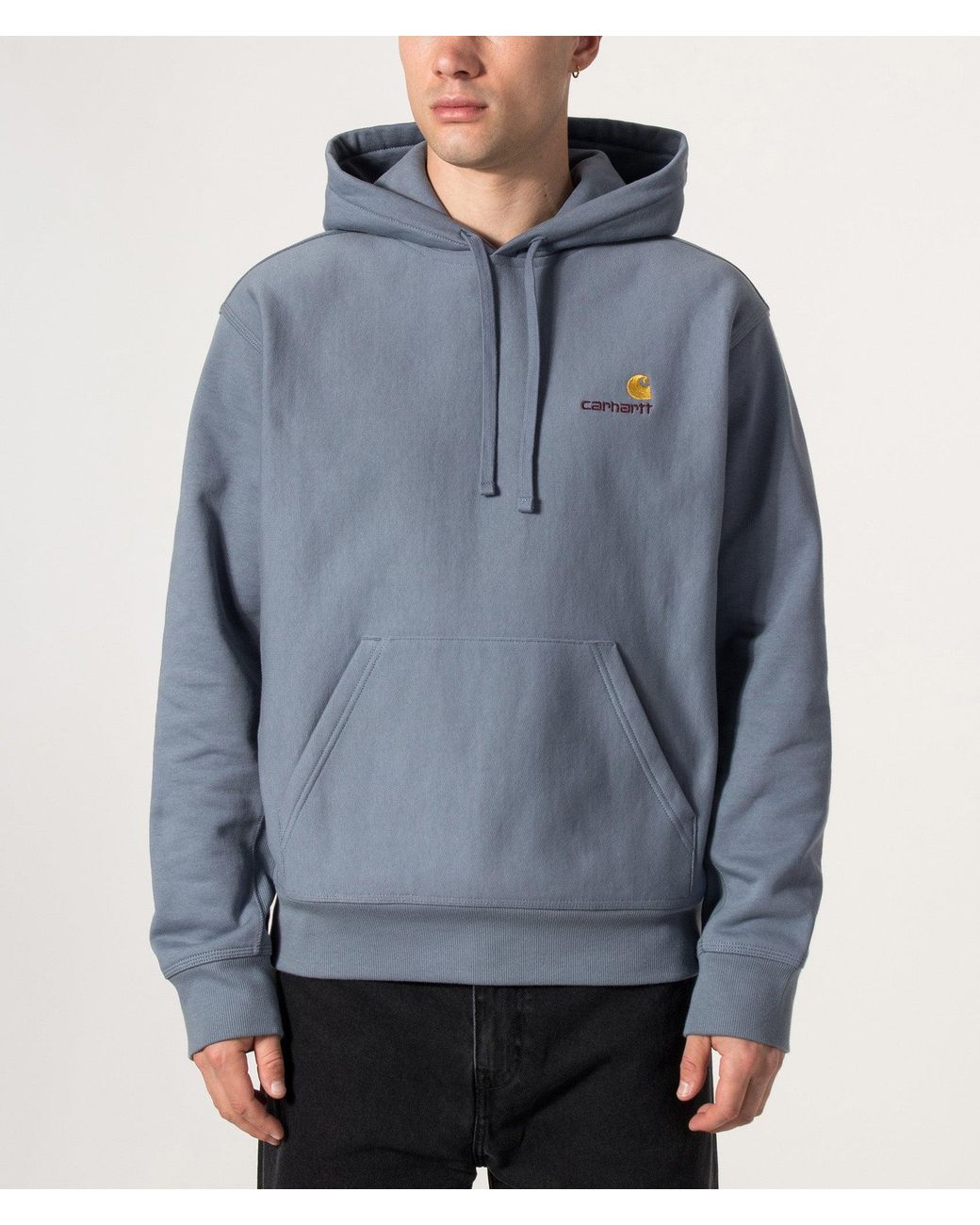 Carhartt Blue Loose Fit American Script Hoodie for men