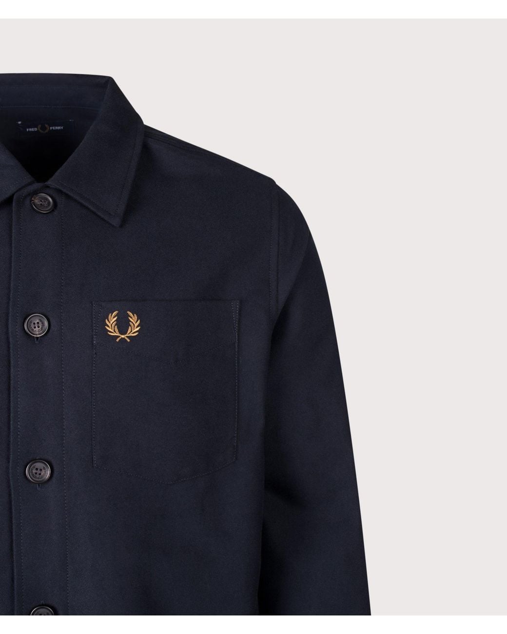 Fred Perry Blue Regular Fit Brushed Twill Overshirt for men