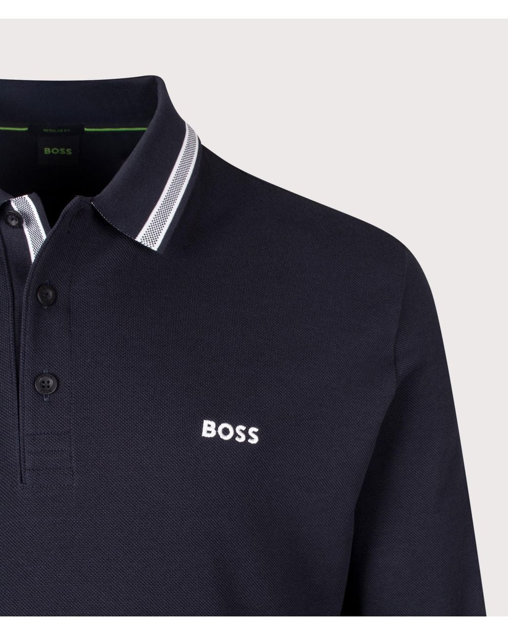 Boss Blue Regular Fit Plisy Long Sleeve Polo Shirt for men