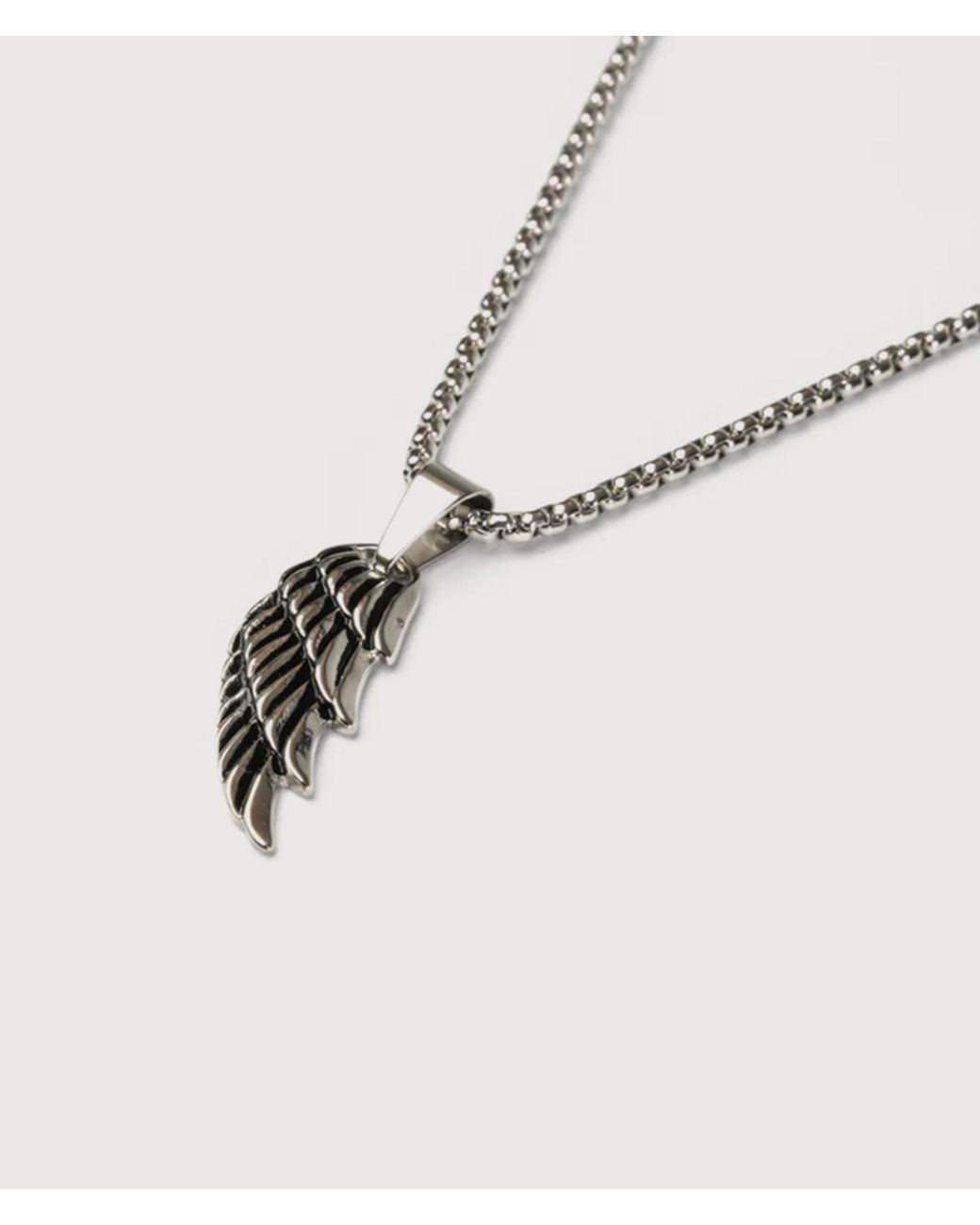Mysterious Jeweller White Stainless Steel Wing Pendant 24&Quot for men