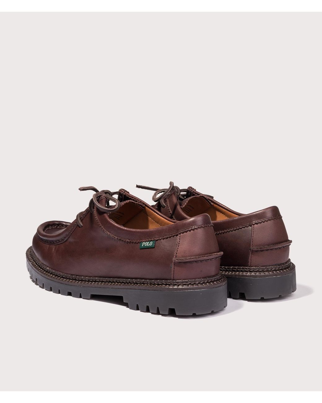Polo Ralph Lauren Brown Jett Lug-Sole Leather Moc-Toe Shoes for men