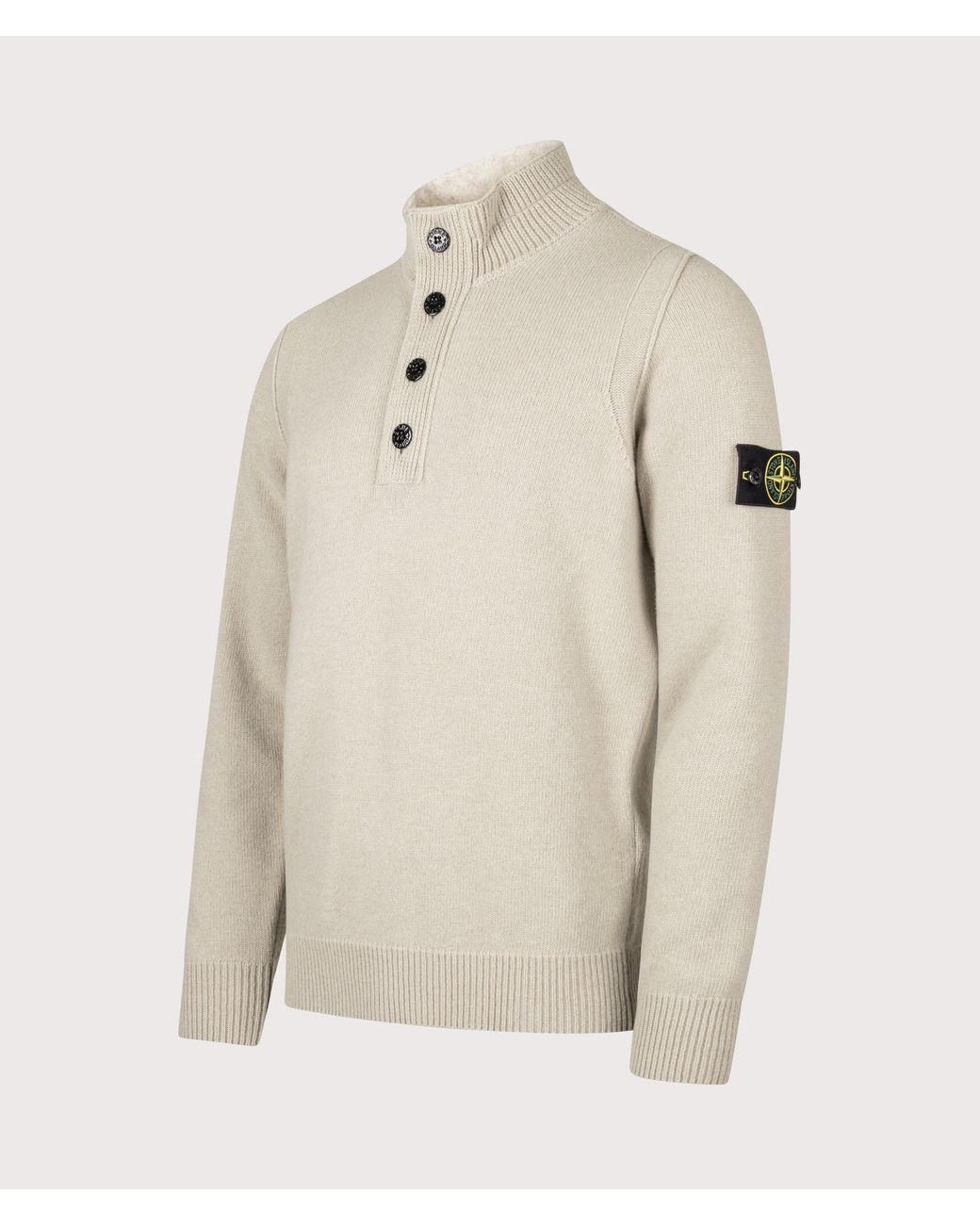 Stone Island Natural Lambswool Button Up Jumper for men