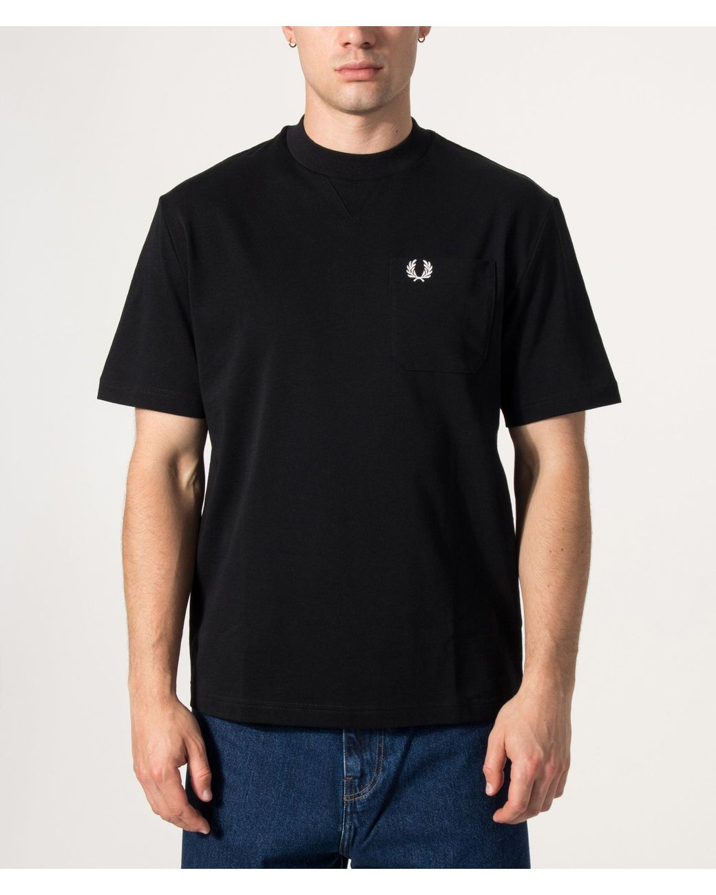 Fred Perry Black Relaxed Fit Pocket Detail T-Shirt for men
