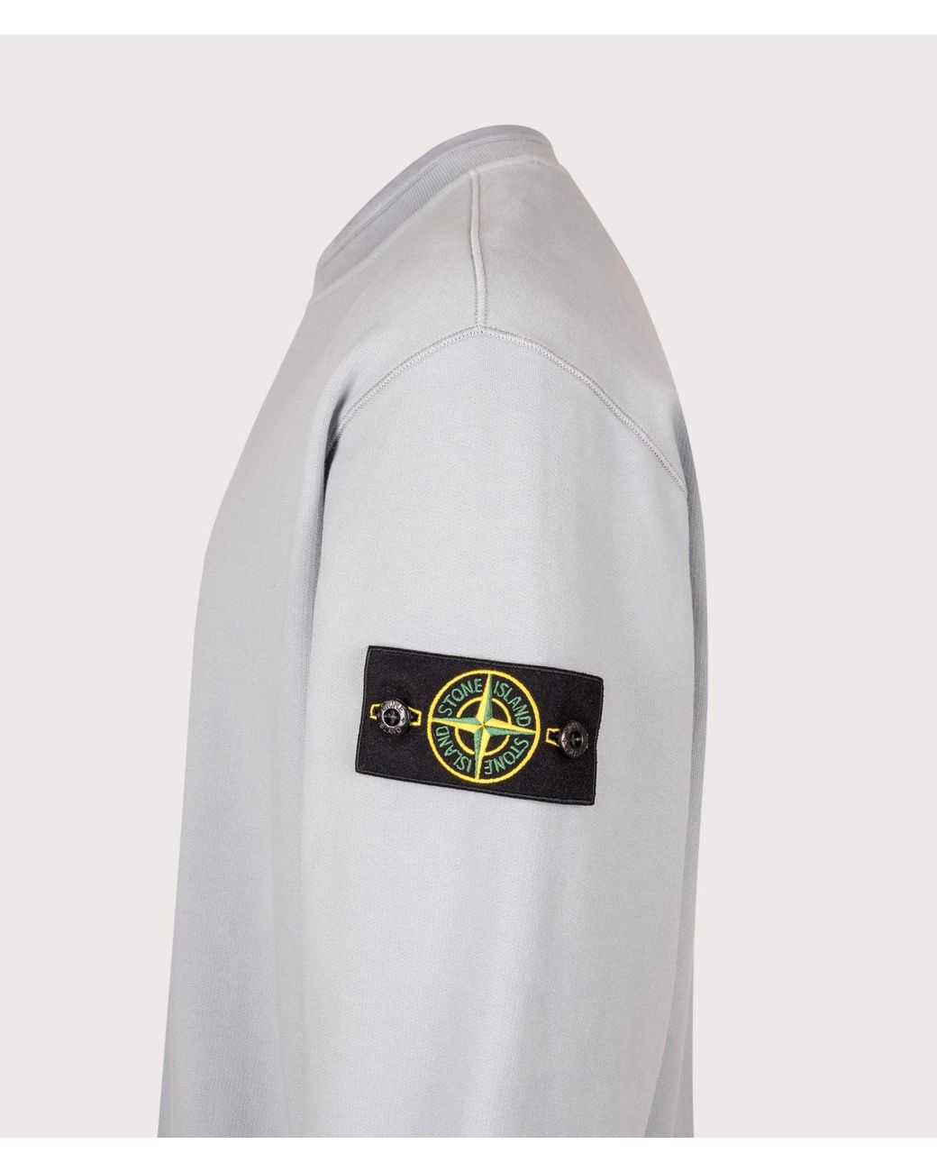 Stone Island Gray Oversized Fit Brushed Organic Cotton Fleece Sweatshirt for men