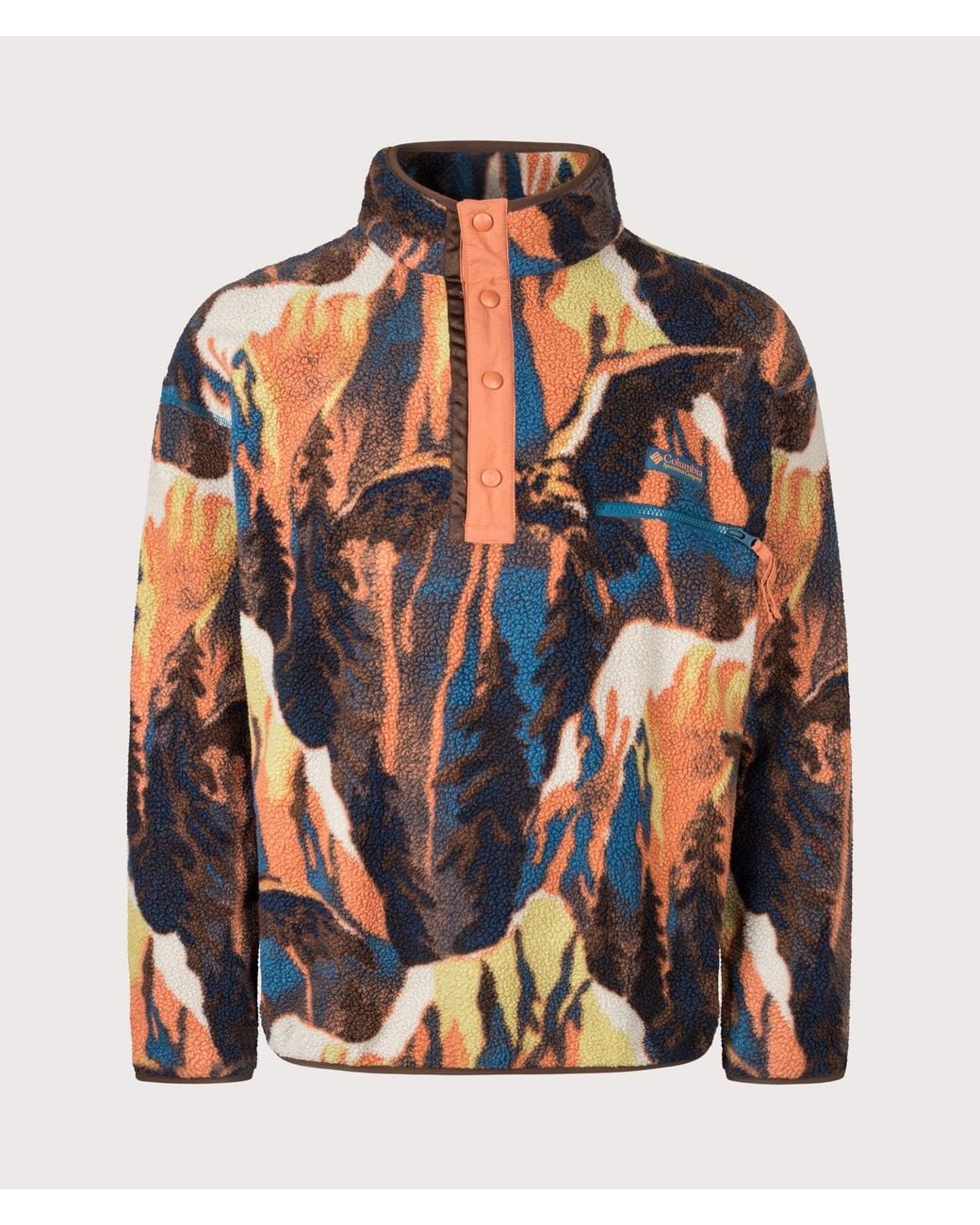 Columbia Brown Regular Fit Helvetia Ii Printed Half Snap Fleece for men