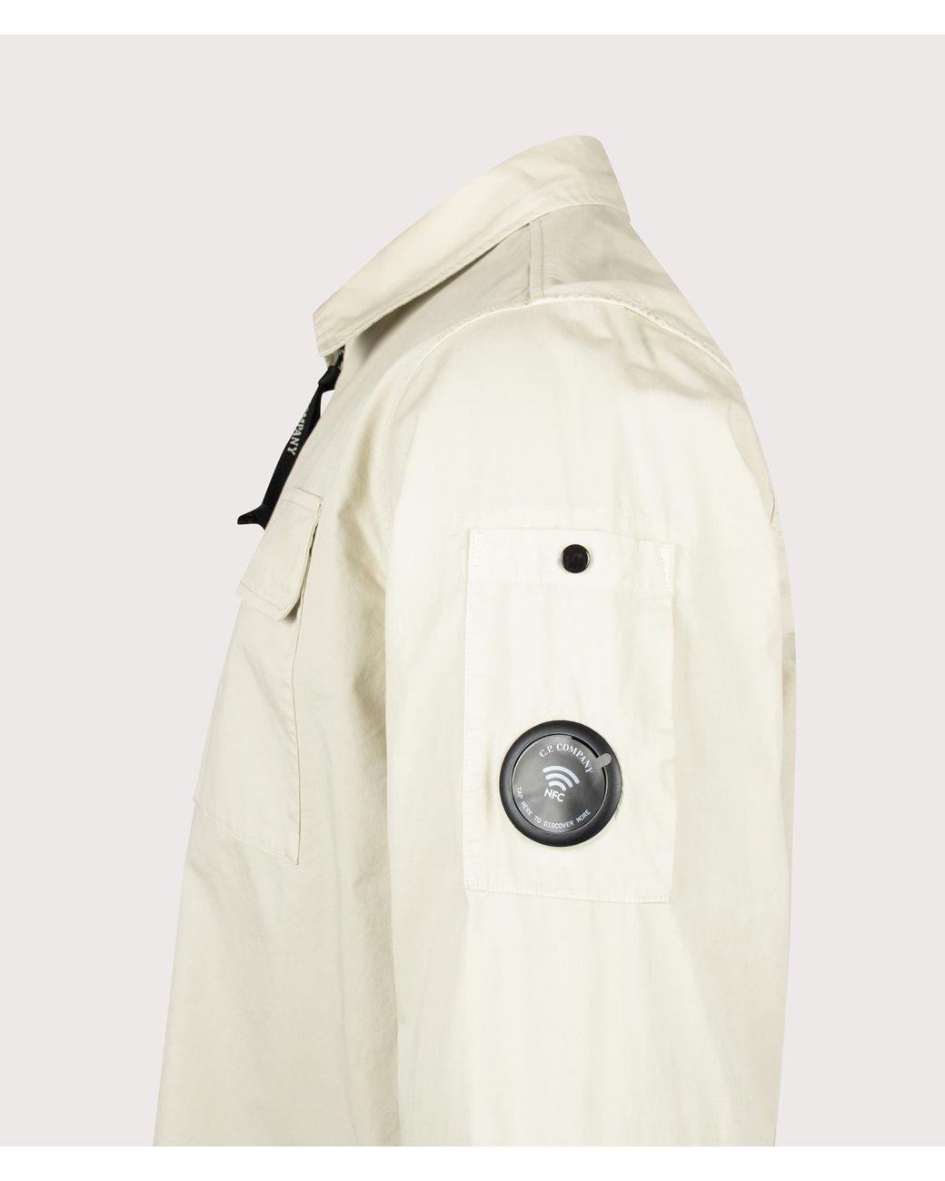 C P Company Natural Organic Gabardine Zipped Lens Overshirt for men
