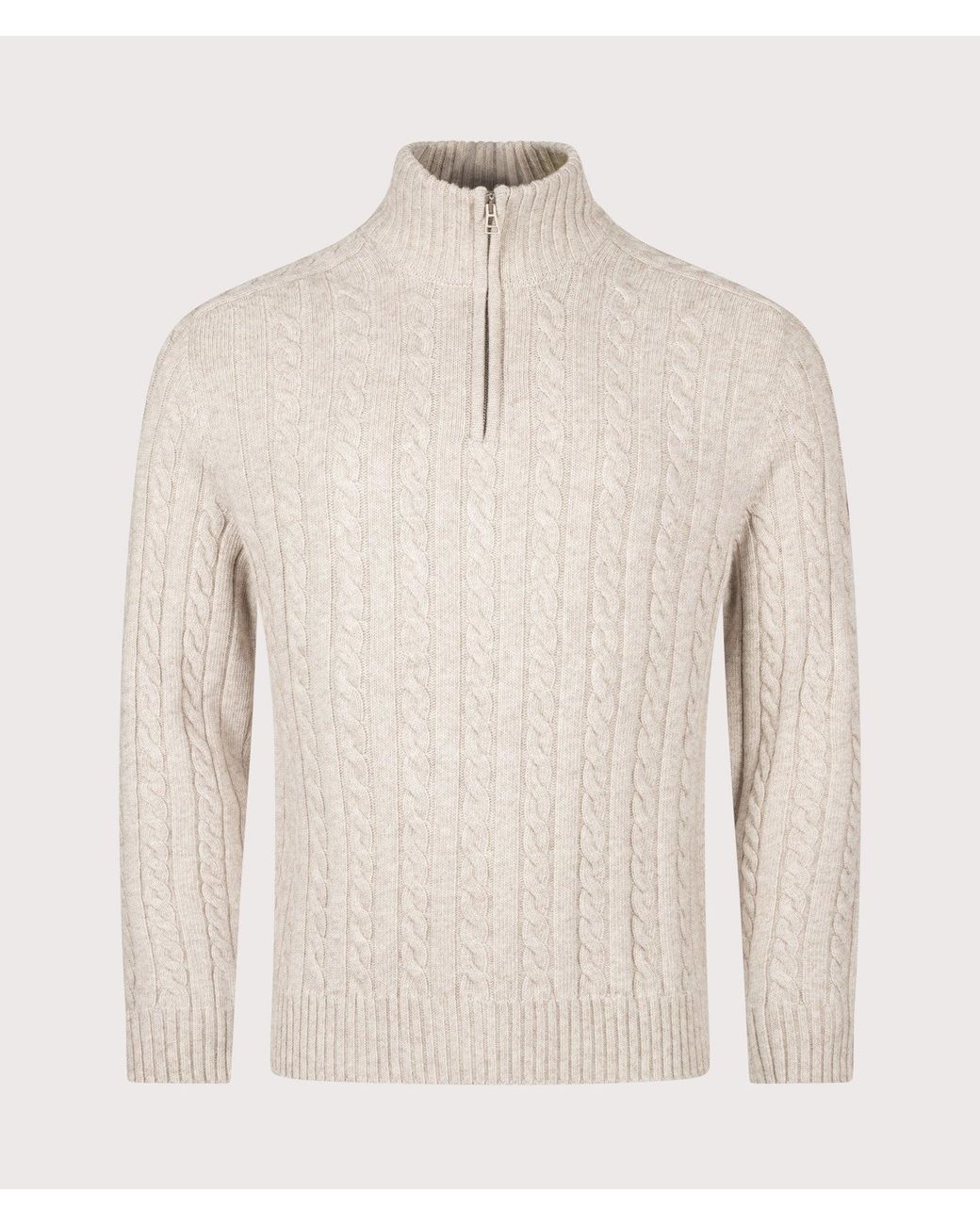 Belstaff Natural Regular Fit Westport Quarter Zip Jumper for men