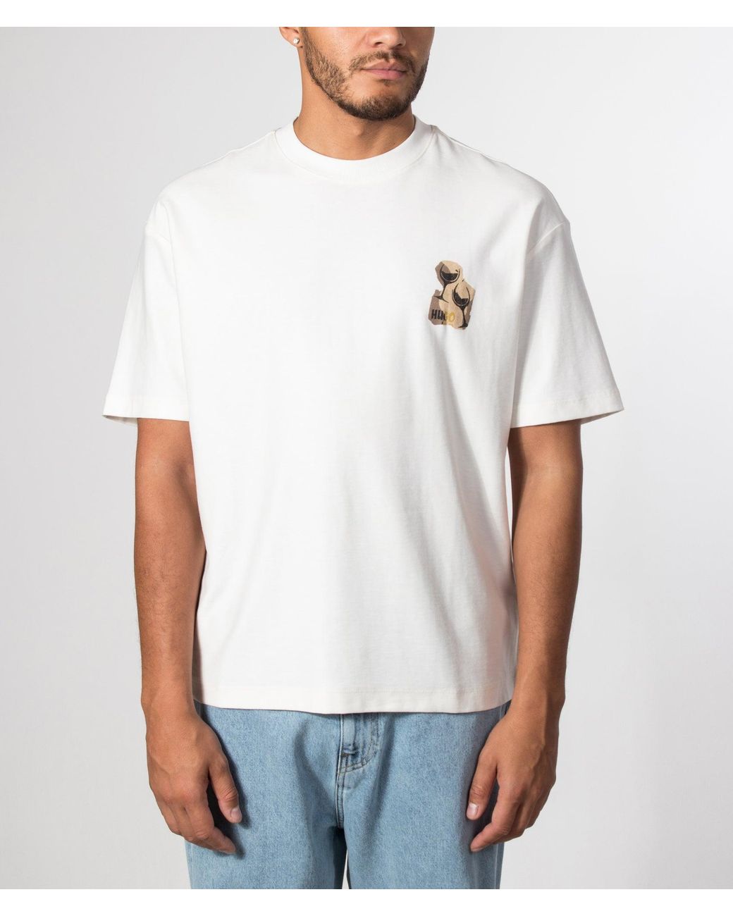 HUGO White Relaxed Fit Detzi T-Shirt for men