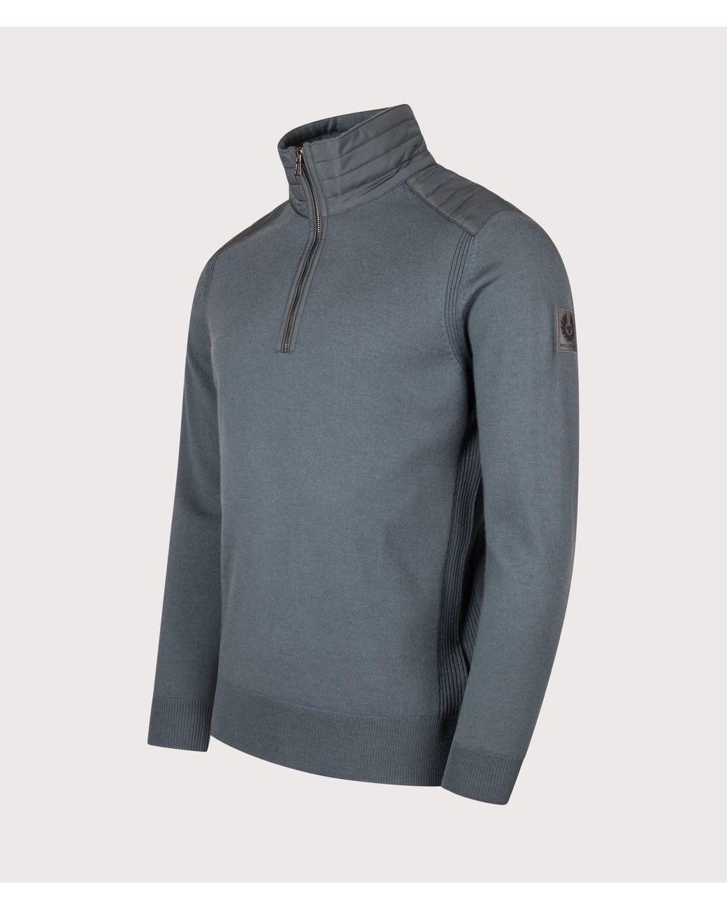 Belstaff Gray Kilmington Quarter Zip Jumper for men