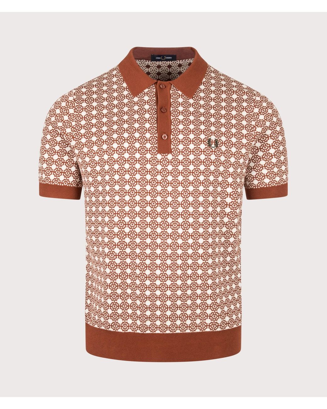 Fred Perry Pink Regular Fit Floral Jacquard Polo Shirt for men