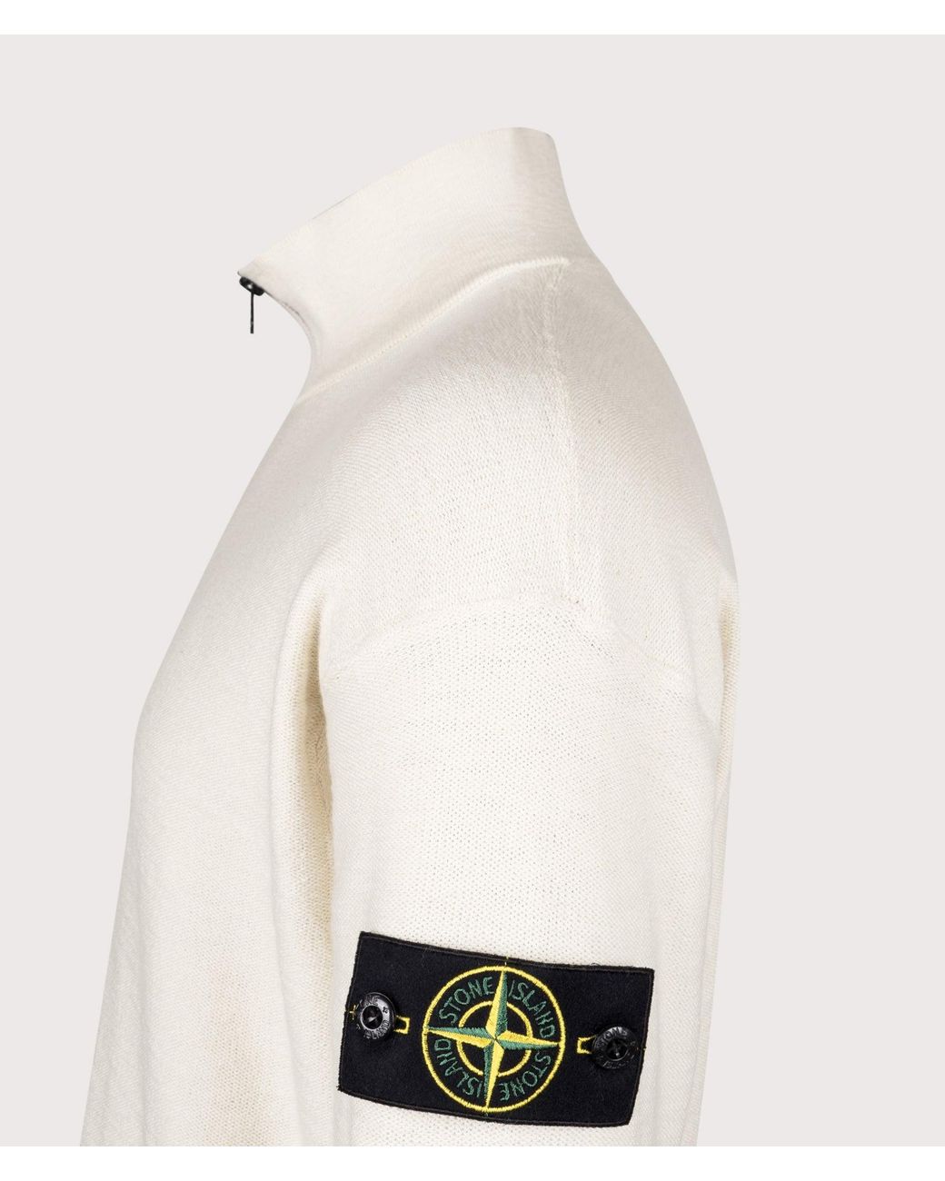 Stone Island Natural Relaxed Fit Quarter Zip Knit Jumper for men