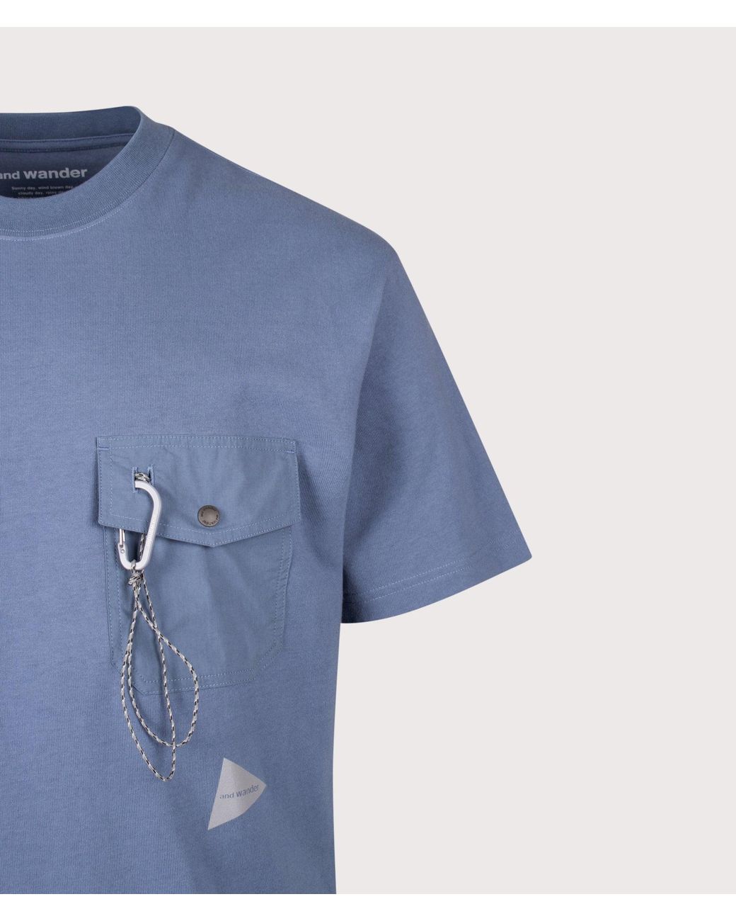 And Wander Blue Relaxed Fit Heavy Cotton Pocket T-Shirt for men