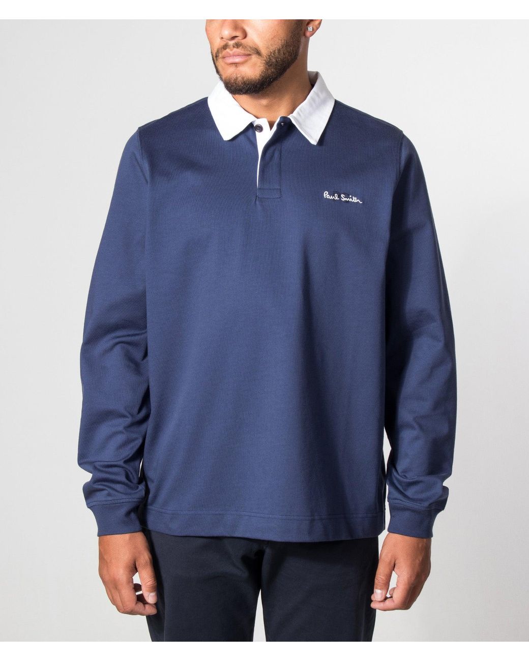 Paul Smith Blue Casual Fit Ps Logo Rugby Top for men