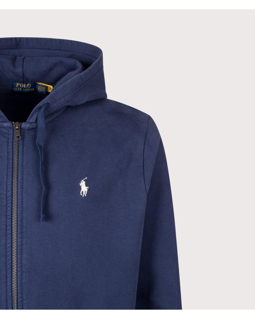 Polo Ralph Lauren Blue Zip Through Loopback Fleece Hoodie for men