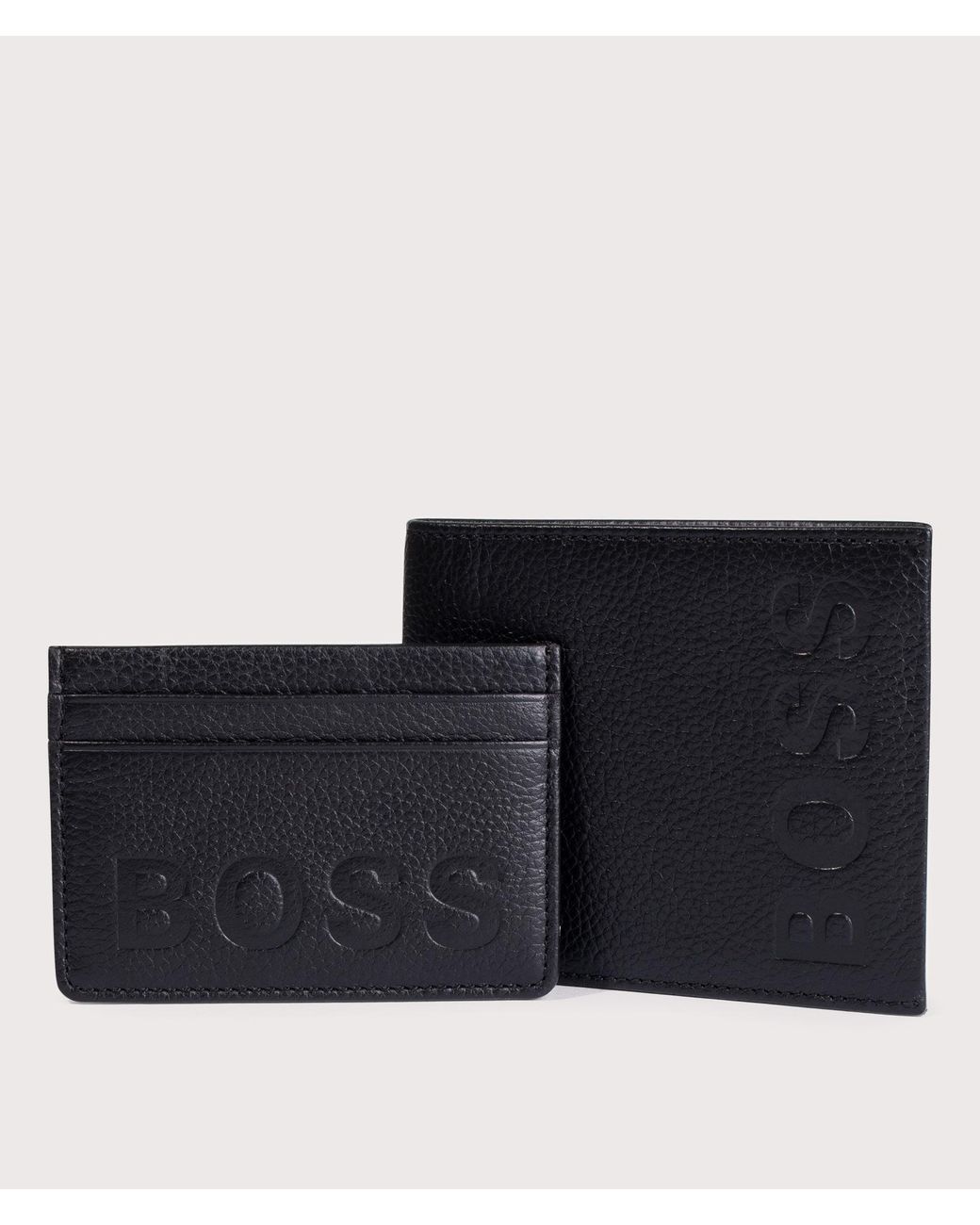 Boss Black Wallet And Card Holder Set for men