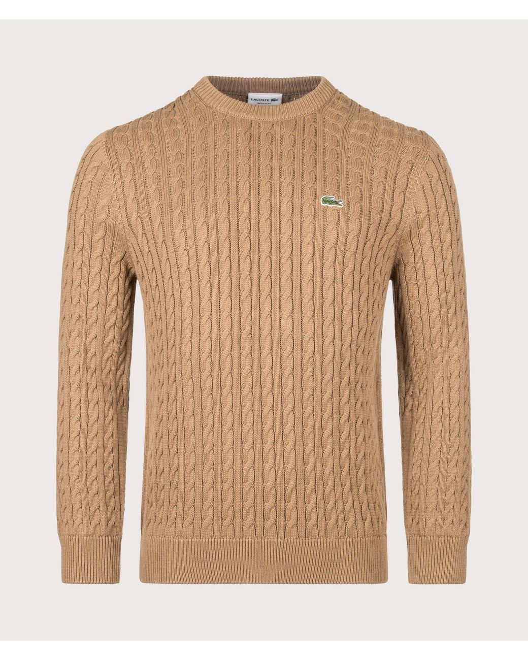 Lacoste Brown Regular Fit Cable Knitted Jumper for men