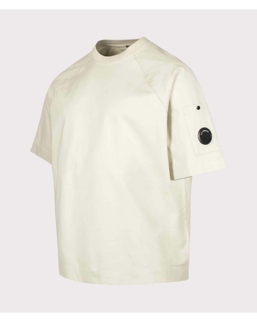 C P Company White Relaxed Fit 30/2 Mercerized Jersey Twisted Lens T-Shirt for men