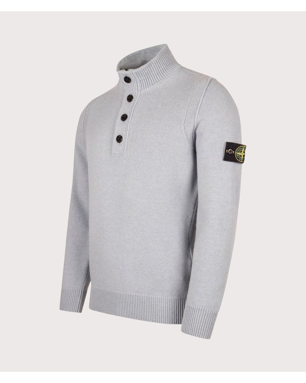 Stone Island Gray Lambswool Button Up Jumper for men