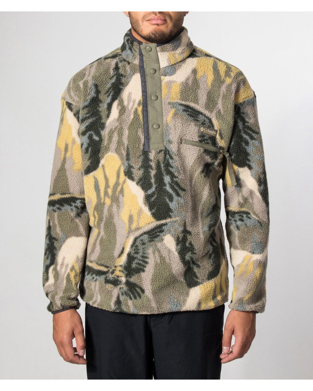 Columbia Green Regular Fit Helvetia Ii Printed Half Snap Fleece for men