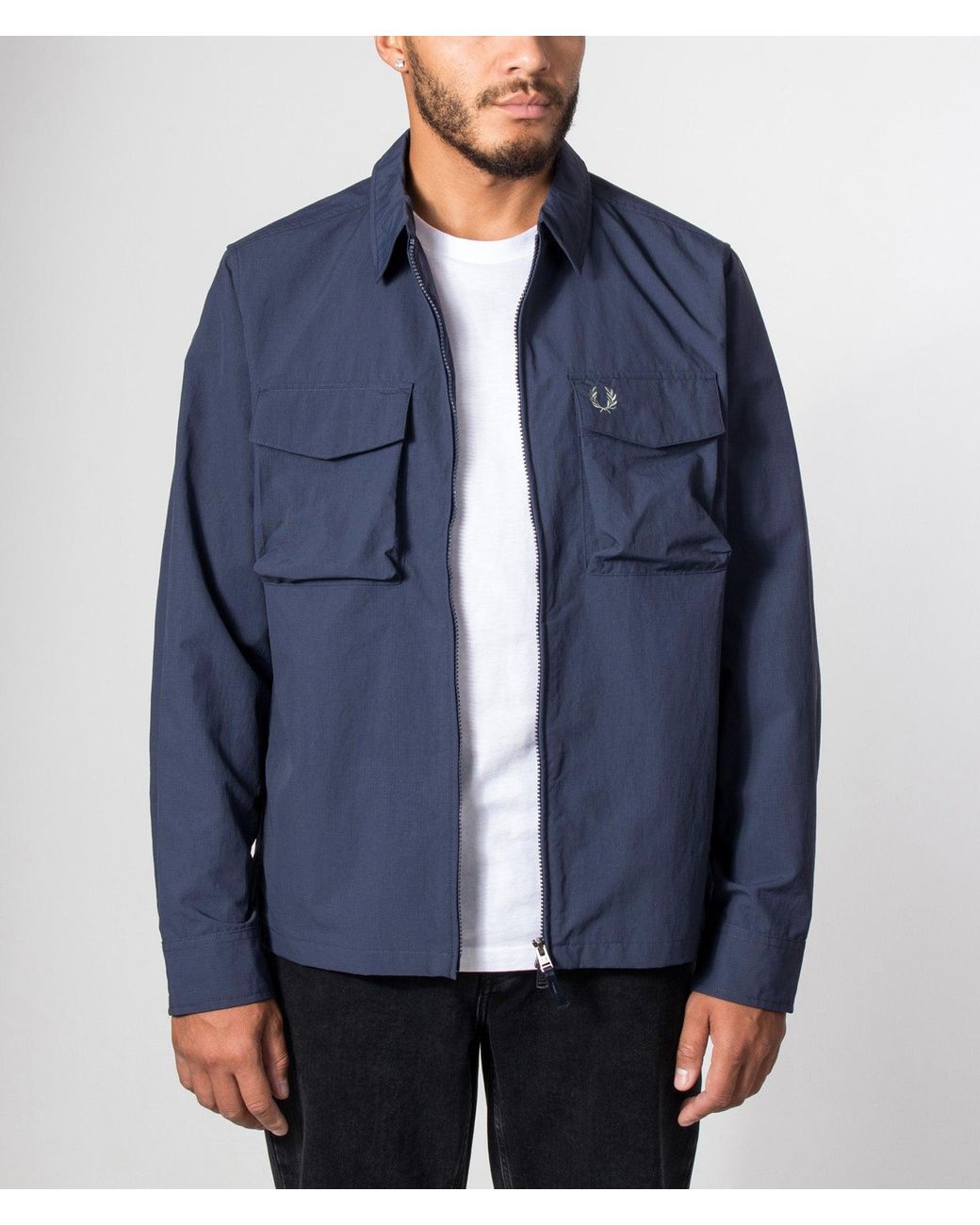 Fred Perry Blue Regular Fit Ripstop Pocket Overshirt for men