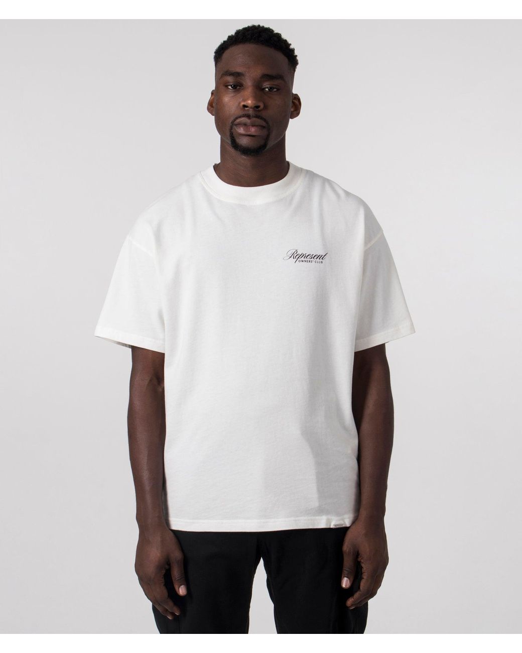 Represent Gray Oversized Owners Club Script T-Shirt for men