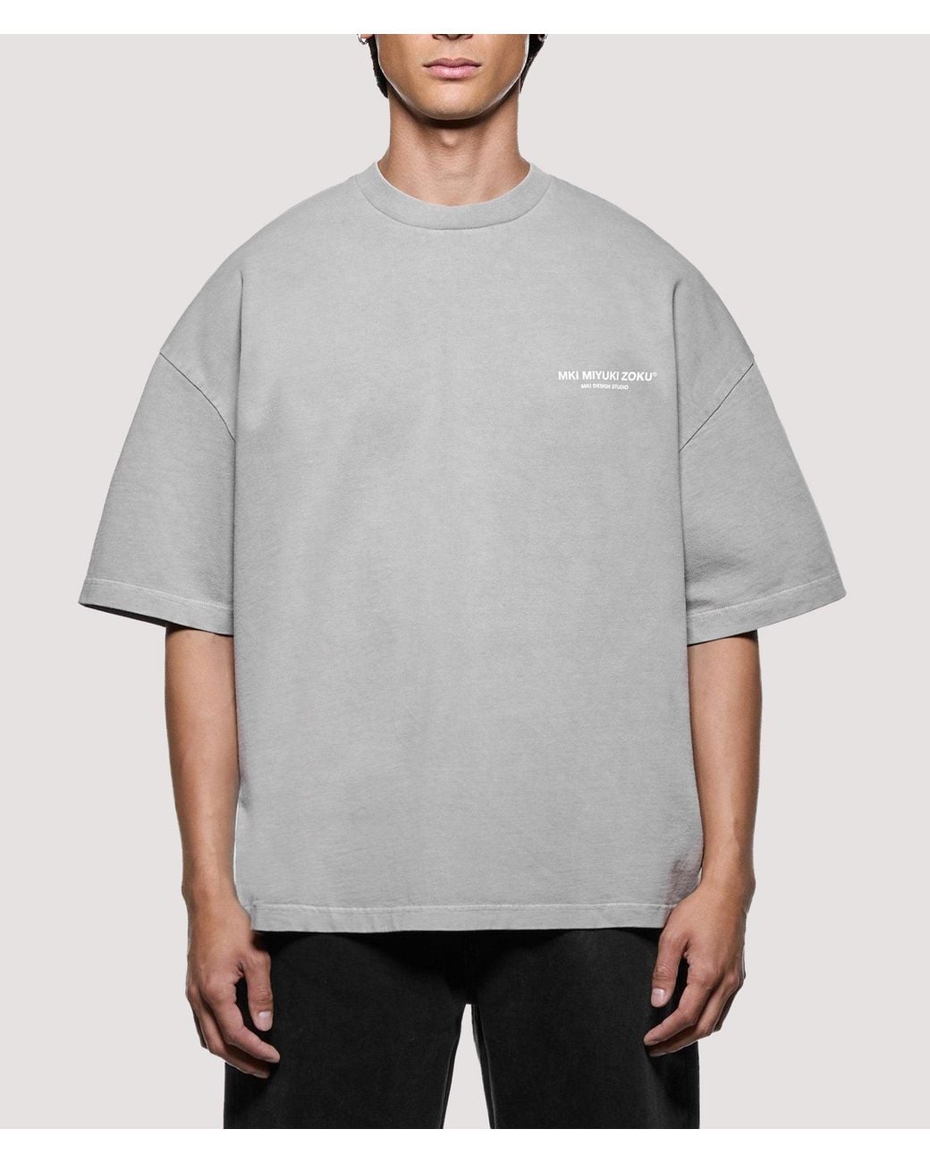 MKI Miyuki-Zoku Gray Oversized Box Fit Design Studio T-Shirt for men