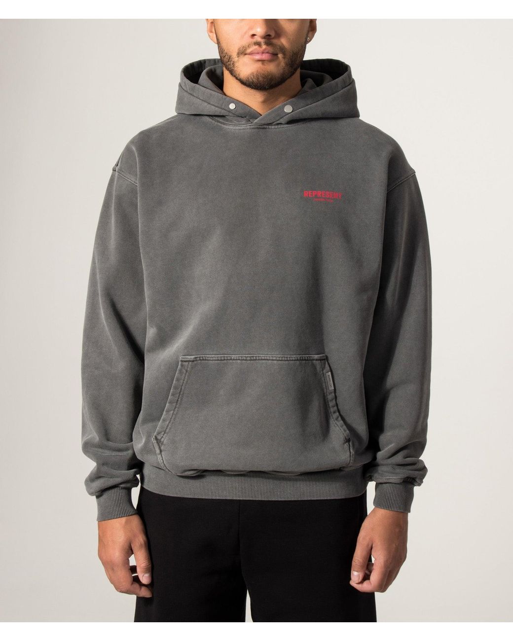 Represent Gray Oversized Fit Owners Club Hoodie for men