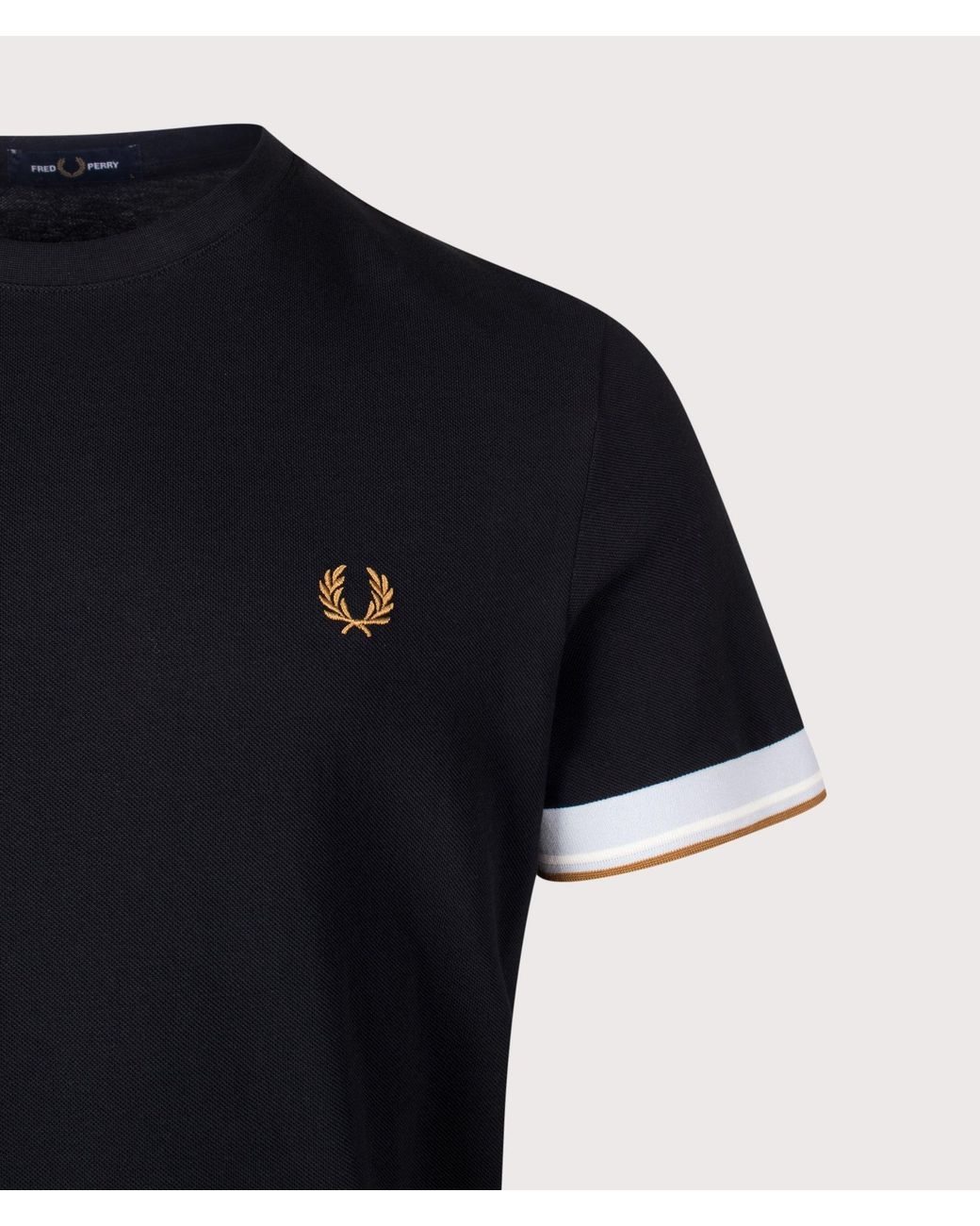 Fred Perry Black Regular Fit Twin Tipped Cuff T-Shirt for men