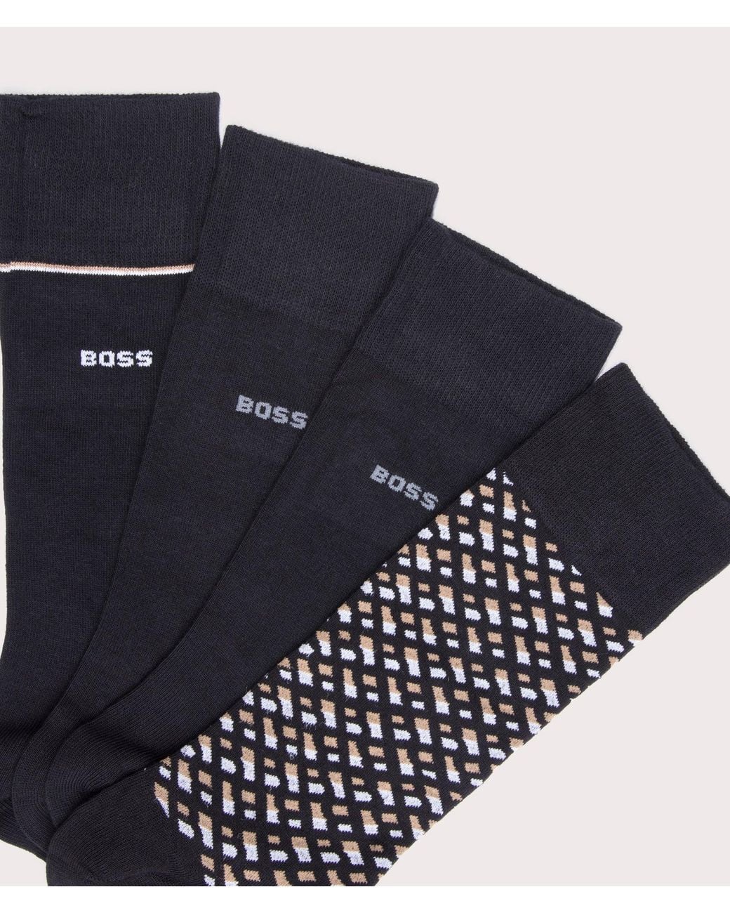 Boss Blue 4 Pack Rs Monogramed Socks for men