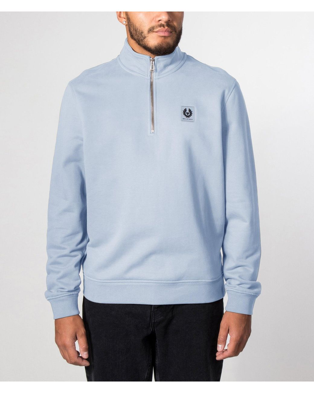 Belstaff Blue Regular Fit Quarter Zip Sweatshirt for men