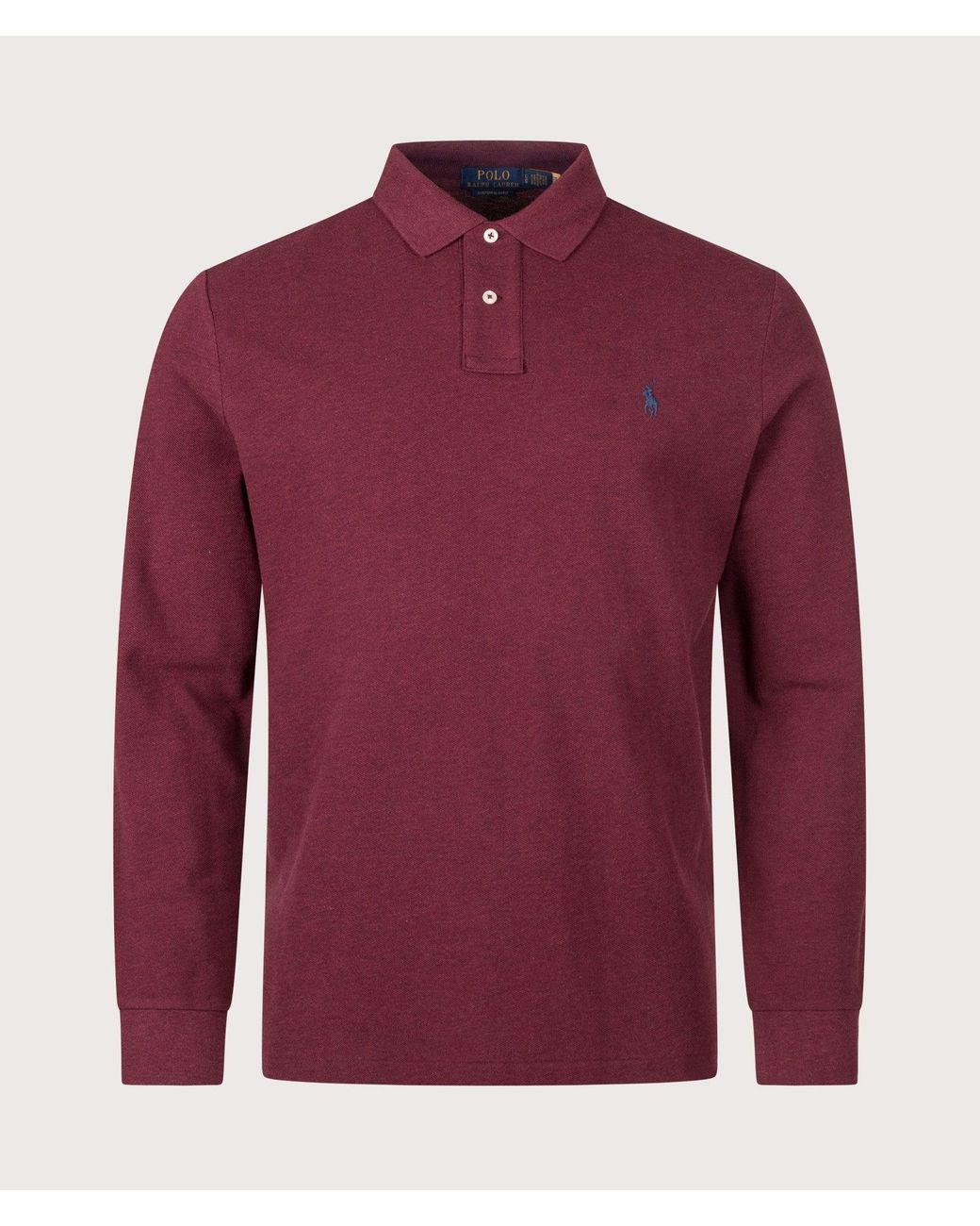 Polo Ralph Lauren Red Custom Slim Fit Long Sleeve Polo Shirt for men