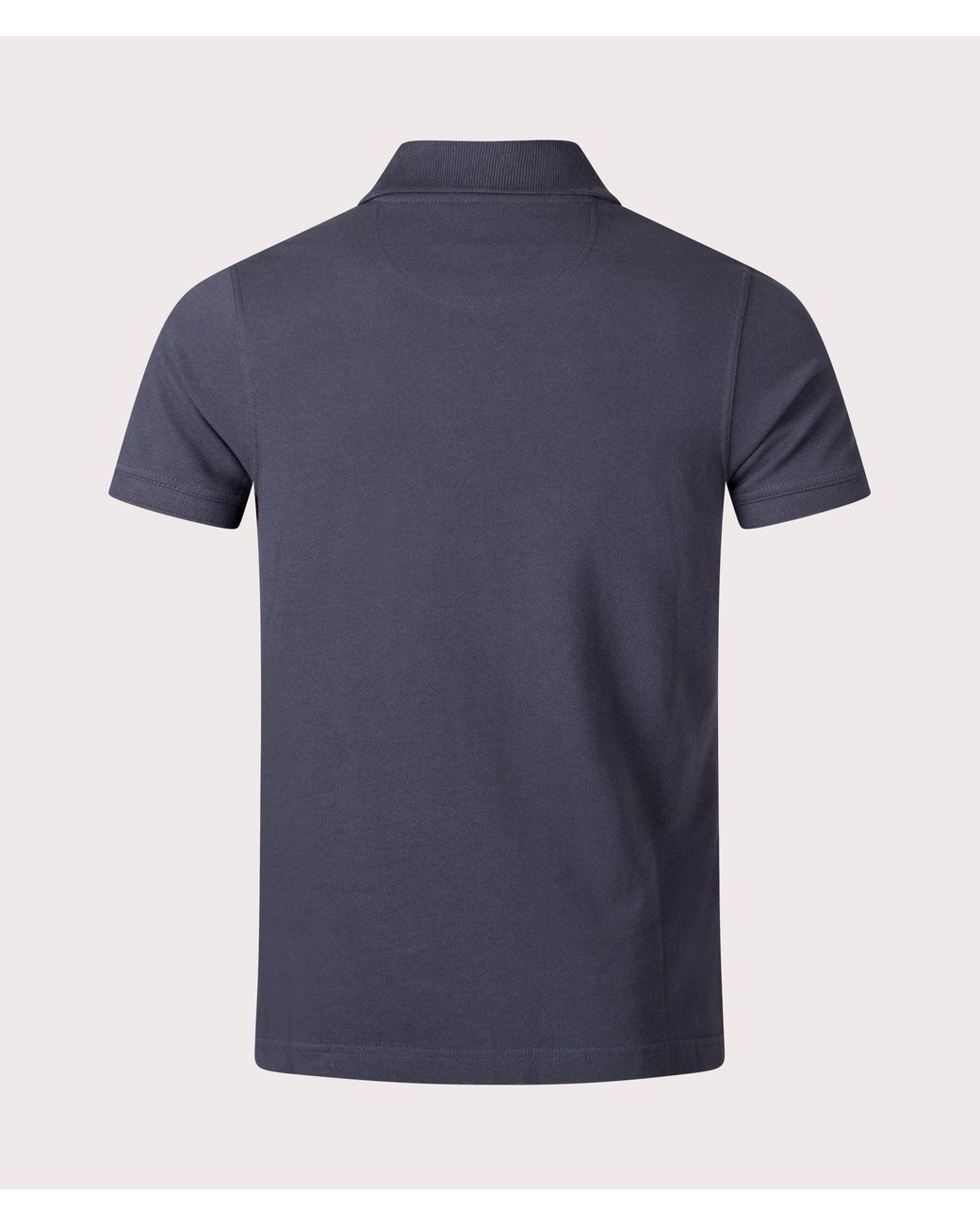 Barbour Blue Tartan Placket Pique Polo Shirt for men