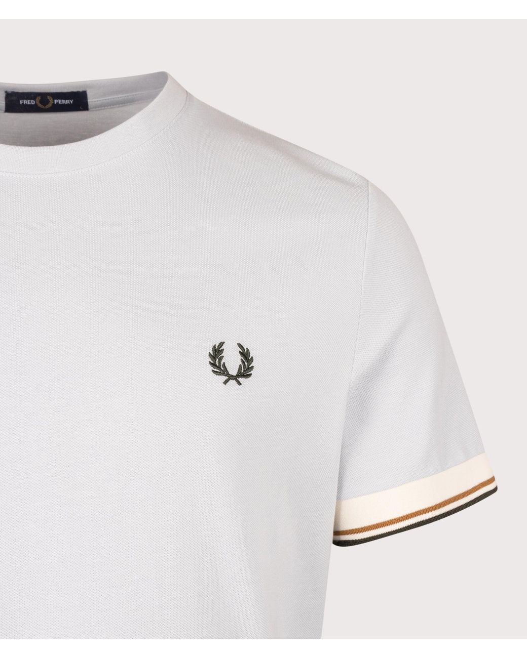 Fred Perry White Regular Fit Twin Tipped Cuff T-Shirt for men