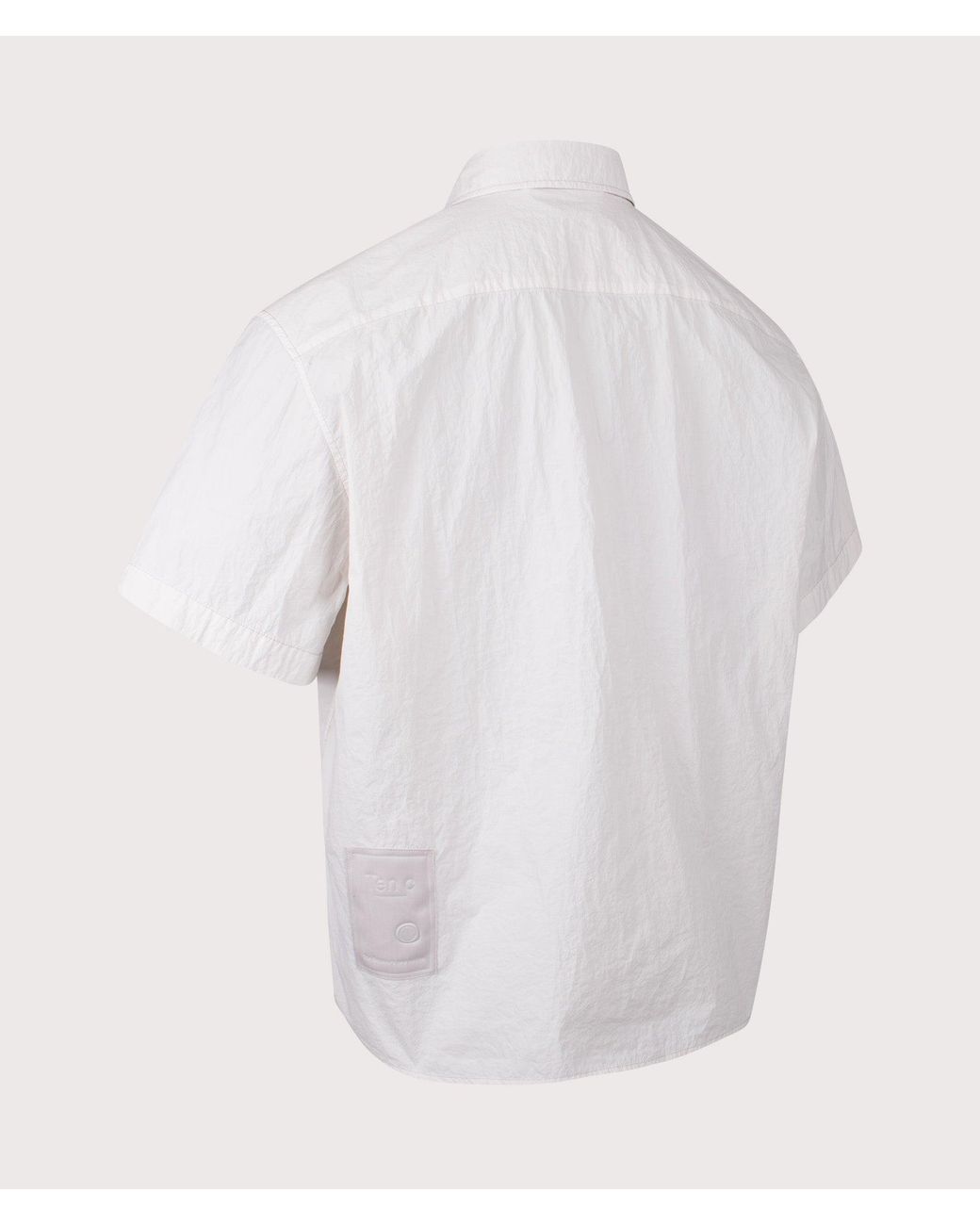 C P Company White Garment Dyed Tactel Short Sleeve Shirt for men