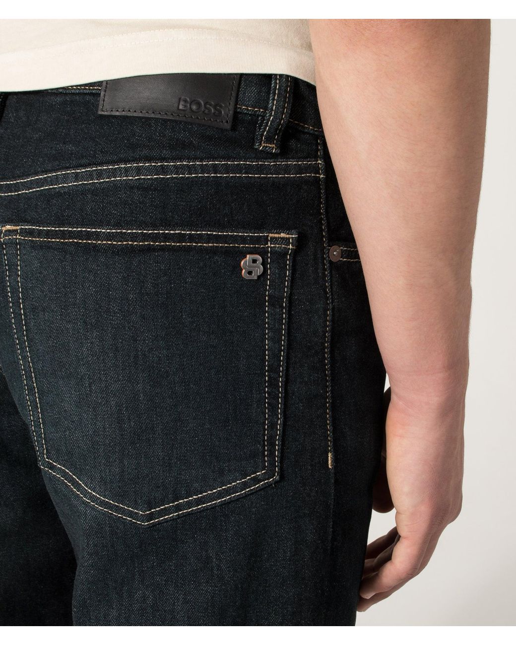 Boss Blue Regular Fit Ogden 3 Straight Leg Jeans for men