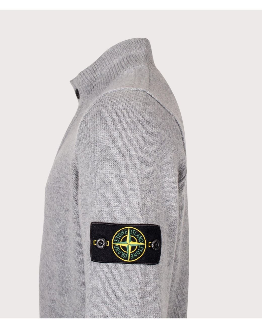Stone Island Gray Lambswool Button Up Jumper for men