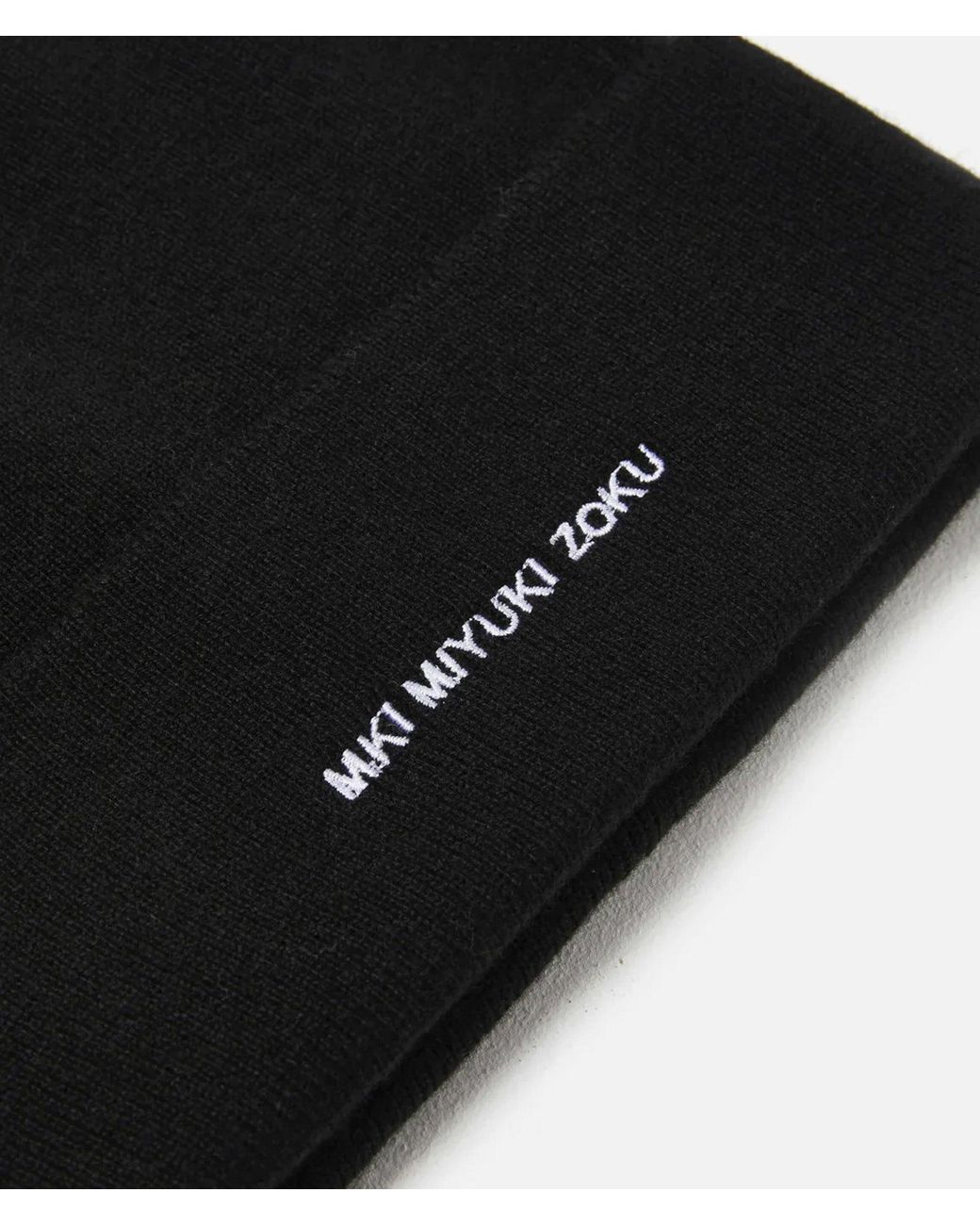 MKI Miyuki-Zoku Black Mki Embroidered Merino Beanie for men