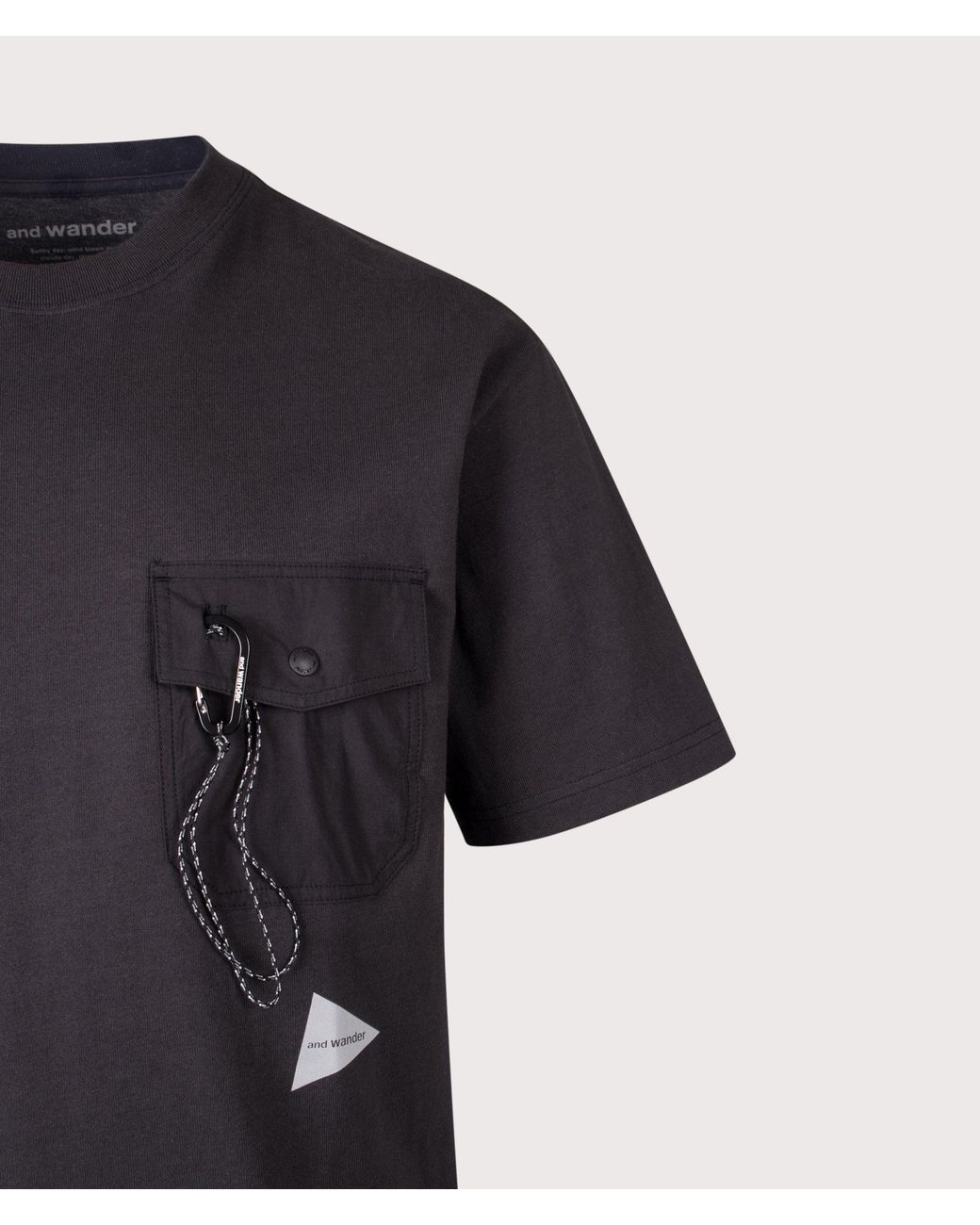 And Wander Black Heavy Cotton Pocket T-Shirt for men