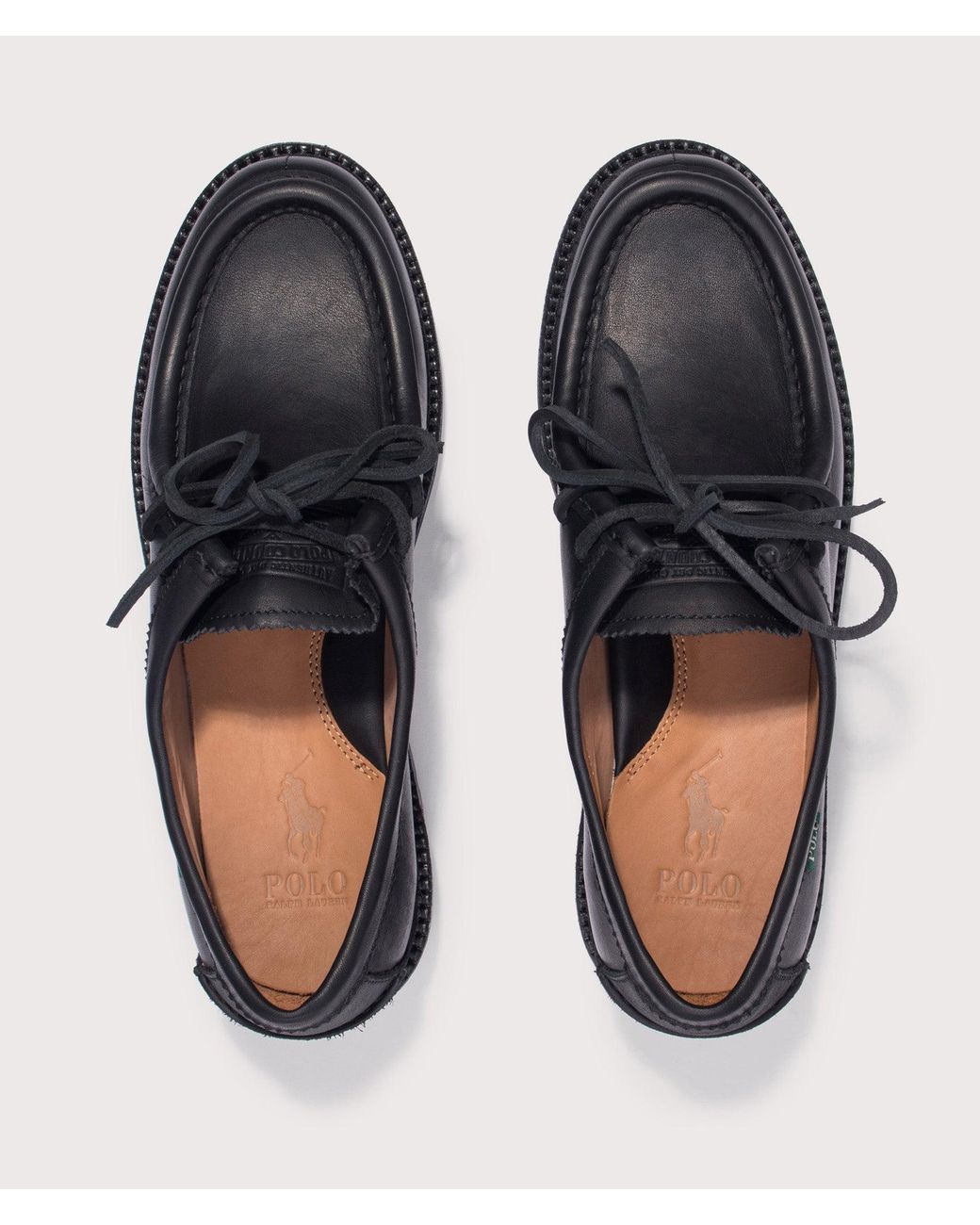 Polo Ralph Lauren Blue Jett Lug-Sole Leather Moc-Toe Shoes for men